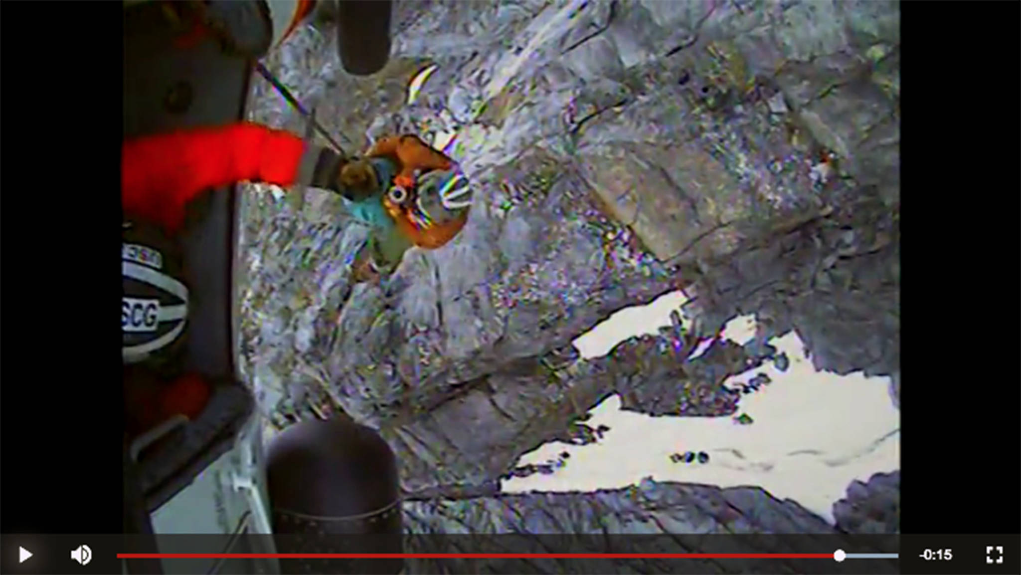 A screenshot from the Coast Guard video of the rescue, released to the public Friday.
