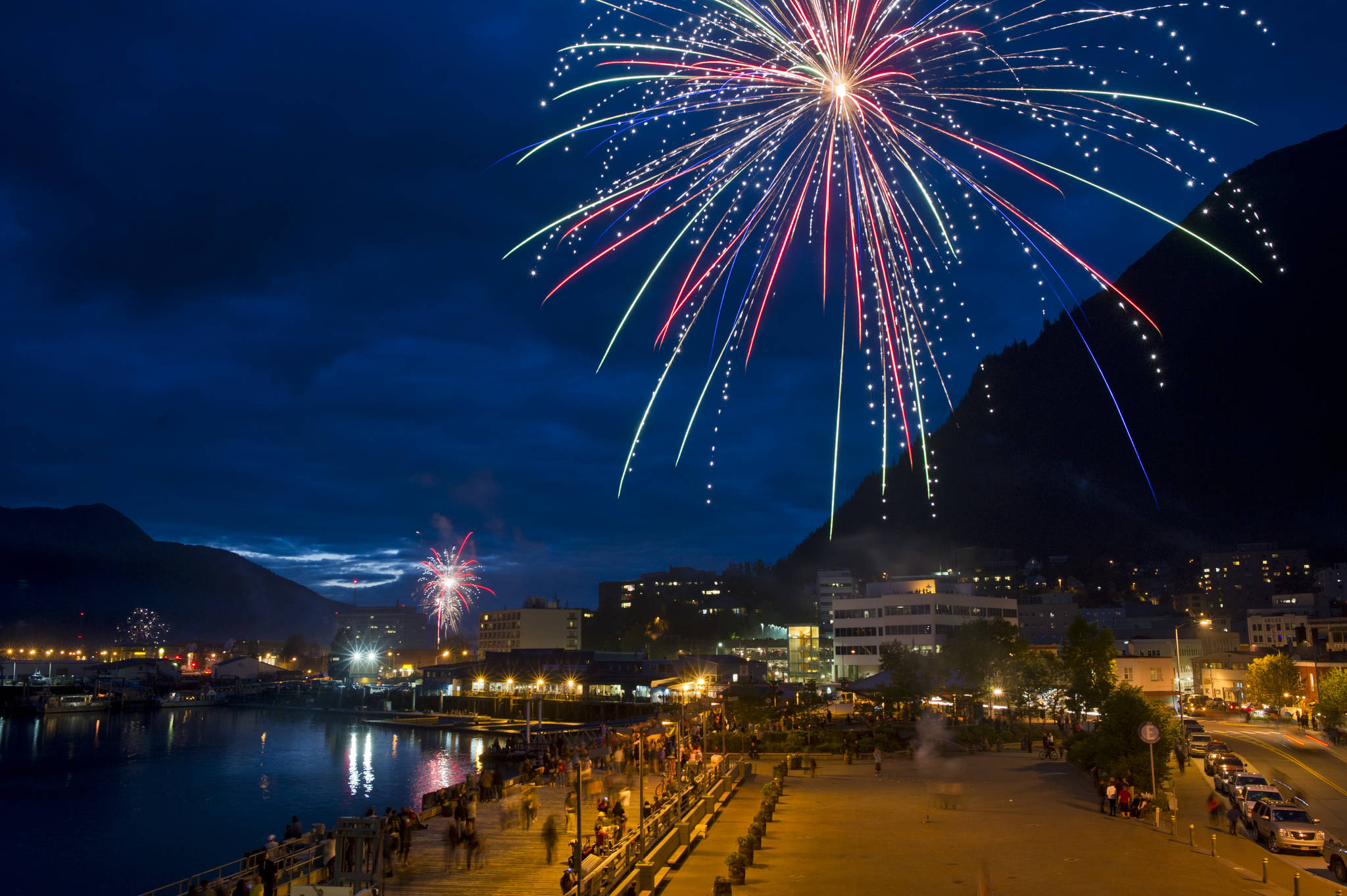 This file photo from July 4, 2016, shows the city’s Fourth of July fireworks display over Juneau. (Micheal Penn | Juneau Empire File)