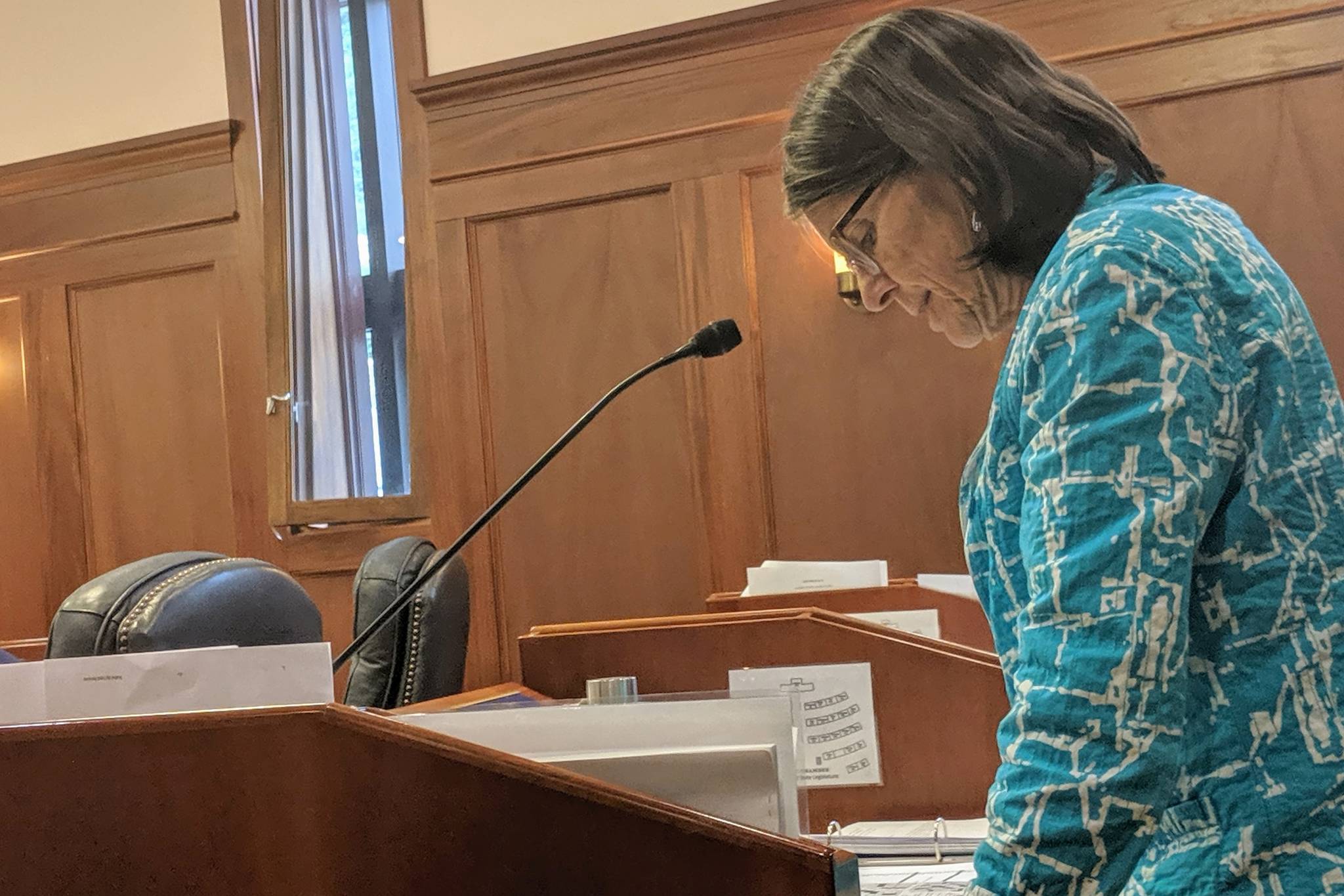 Rep. Jennifer Johnston, R-Anchorage, speaks in favor of Senate Bill 2002 during a House floor session Sunday, July 21, 2019. (Ben Hohenstatt | Juneau Empire)