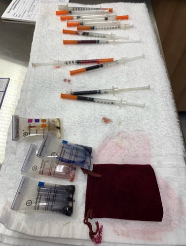 Shortly after a ship Skagway authorities say came from Juneau sank debris, including syringes police say contained narcotics, washed up on shore. (Courtesy Photo | Municipality of Skagway)