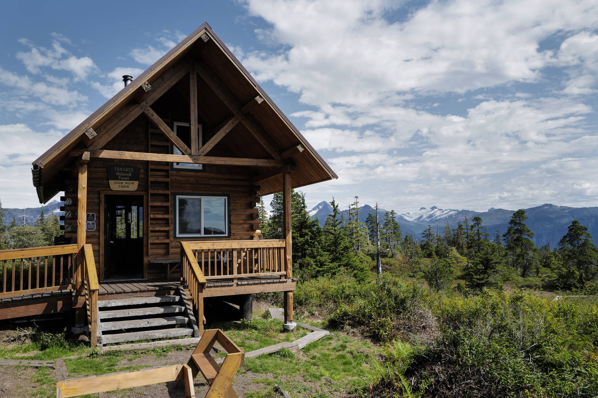 The Auke Nu Trail ends at the John Muir Cabin on Wednesday, Aug. 7, 2019. (Michael Penn | Juneau Empire)