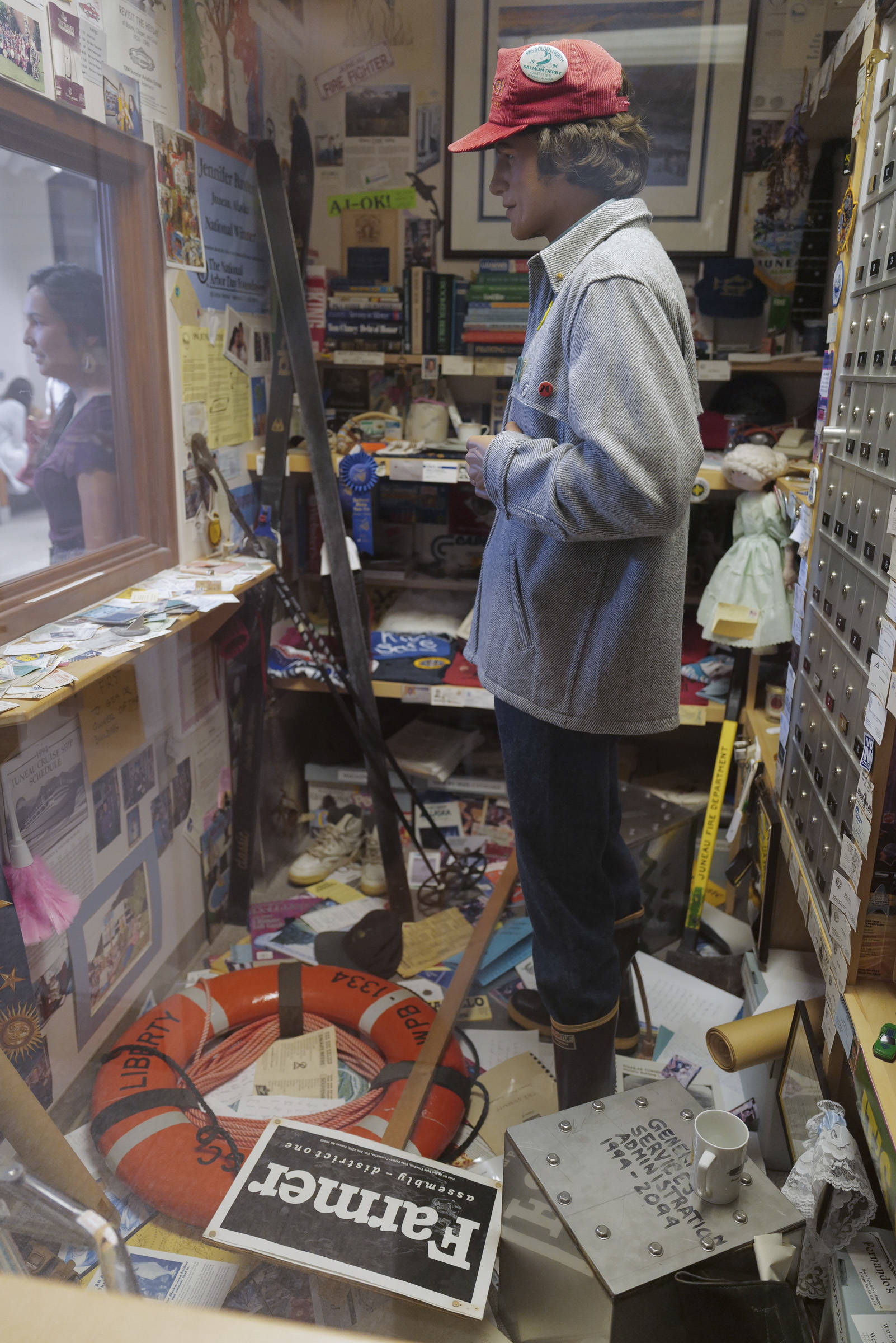 Inside the 1994 Juneau Time Capsule at the Hurff Ackerman Saunders Federal Building in Juneau on Friday, Aug. 9, 2019. Twenty-five year ago a janitors closet was turned into the Juneau Time Capsule. The capsule is set to be opened in 75 more years. (Michael Penn | Juneau Empire)