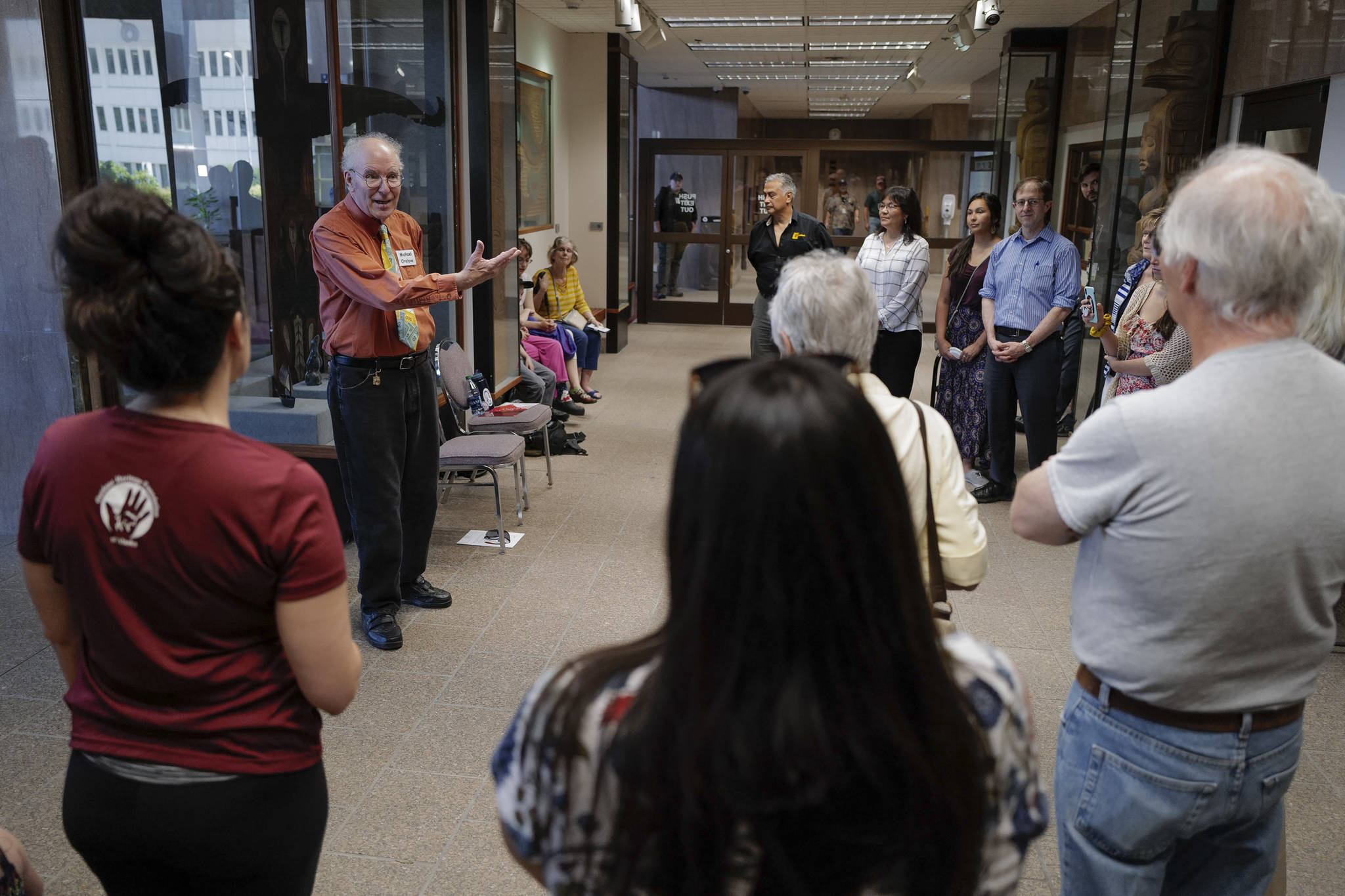 Michael Orelove talks about the making of the 1994 Juneau Time Capsule on its 25th anniversary at the Hurff Ackerman Saunders Federal Building in Juneau on Friday, Aug. 9, 2019. (Michael Penn | Juneau Empire)