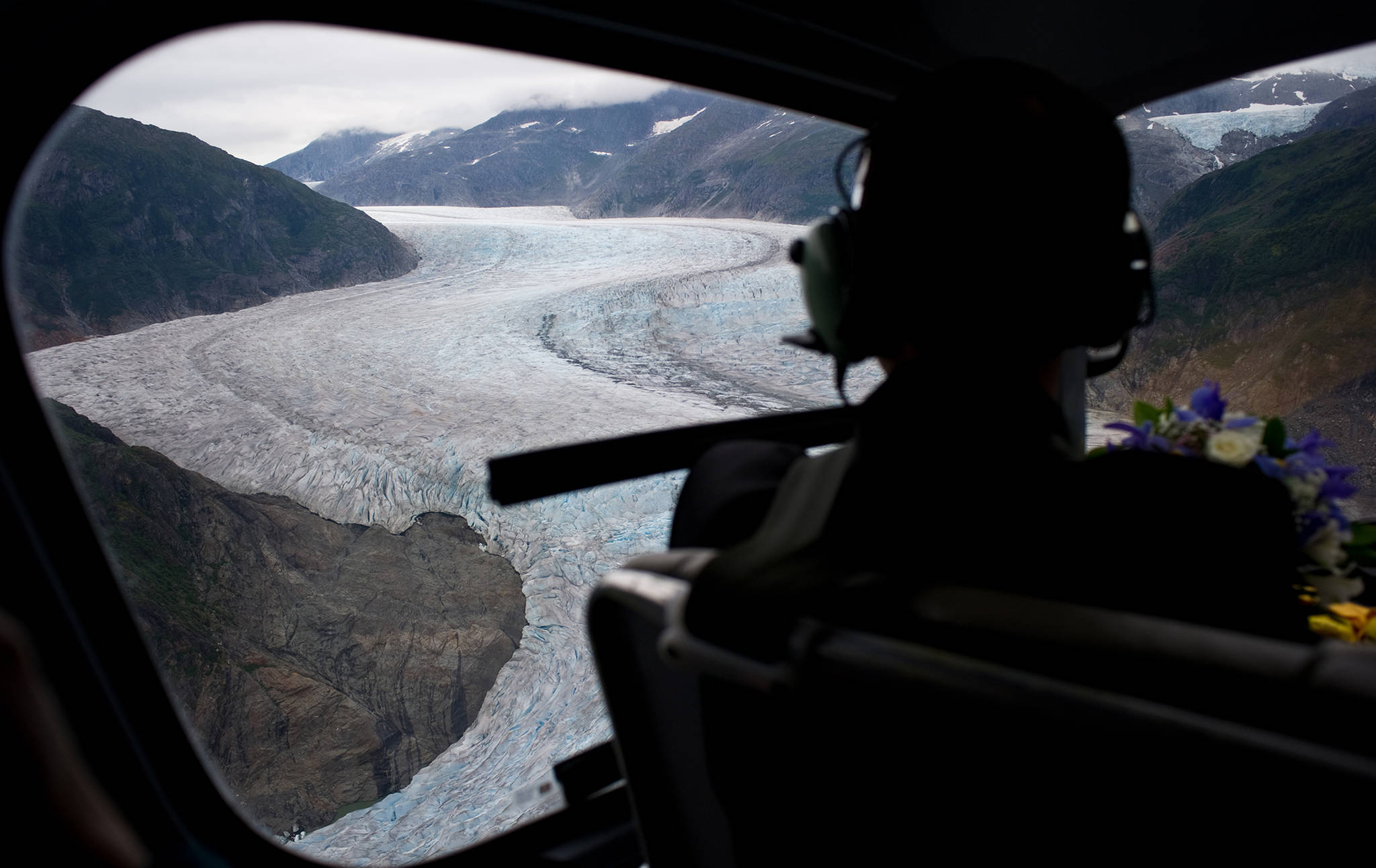 A helicopter tour over the Mendenhall Glacier in August 2010. (Michael Penn | Juneau Empire)