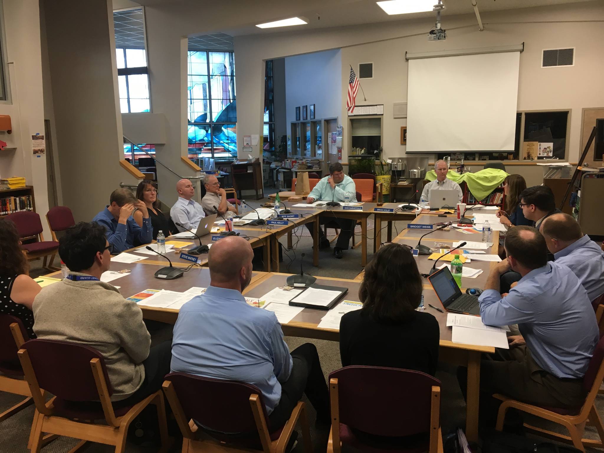 Dr. Bridget Weiss, superintendent of the Juneau School District, speaks to members of the Juneau Board of Education during a meeting Tuesday, August 13. (Juneau Empire | Michael S. Lockett)