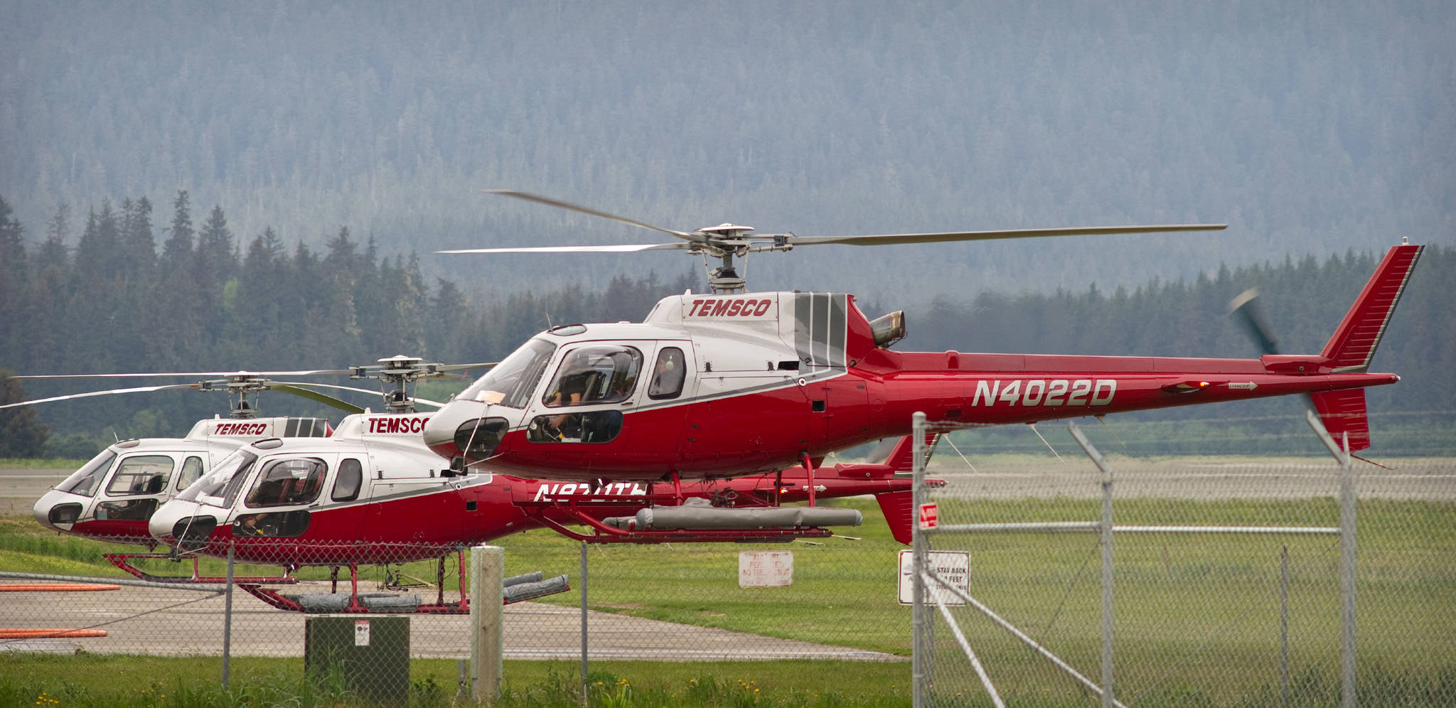 A TEMSCO helicopter lifts off from the Juneau International, May 27, 2015.