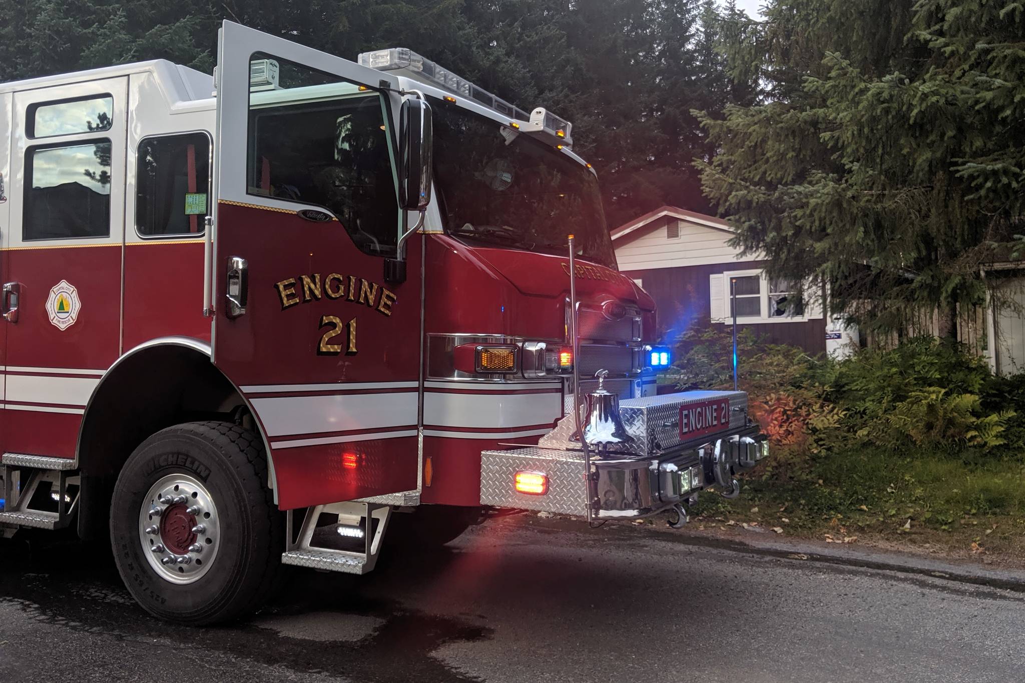 Capital City Fire/Rescue responded to the scene of a structure fire the evening of Aug. 19,2019. (Ben Hohenstatt | Juneau Empire)