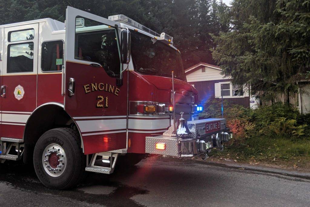Capital City Fire/Rescue responded to the scene of a structure fire the evening of Aug. 19, 2019. (Ben Hohenstatt | Juneau Empire)