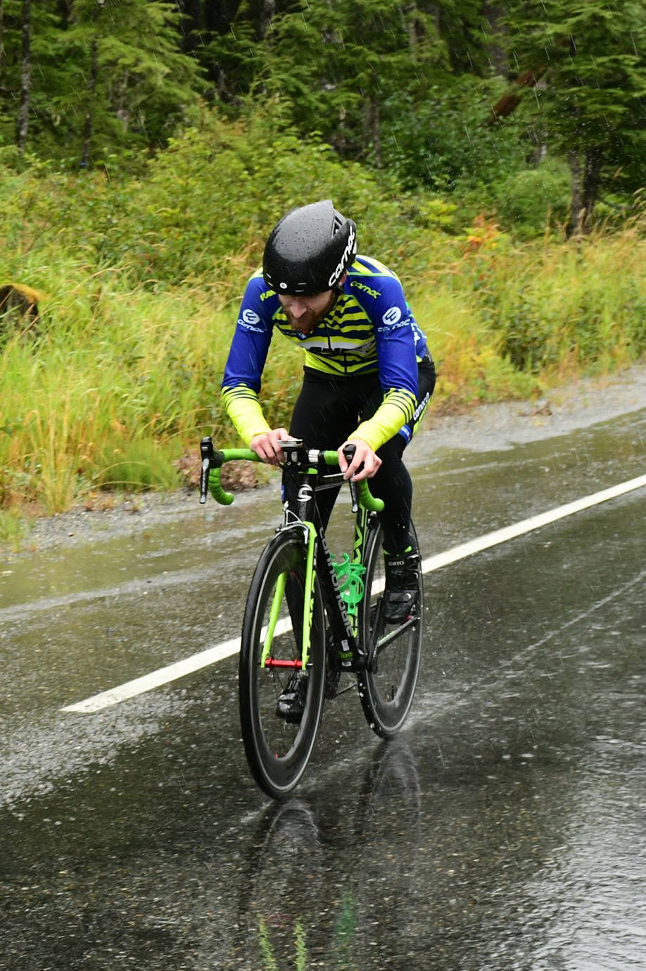Will Coleman finishes the Eaglecrest Hill climb in first place during the second stage of the Tour of Juneau on Saturday, Aug. 17, 2019. (Courtesy Photo | Rob Welton)