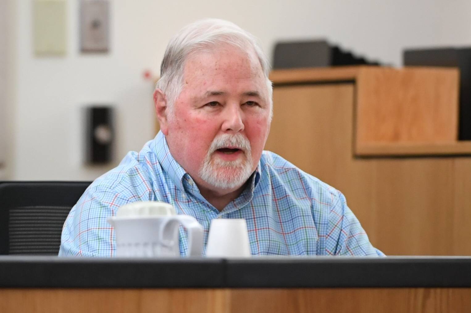 John Kelly Tonsmeire answers questions from the witness stand in Juneau Superior Court on Wednesday, Sept. 4, 2019, during the trial of Laron Carlton Graham on two counts of first-degree murder for the November 2015 shooting deaths of 36-year-old Robert H. Meireis and 34-year-old Elizabeth K. Tonsmeire. John Kelly Tonsmeire was the first to discover the murder scene when he went to check up on his daughter. (Michael Penn | Juneau Empire)