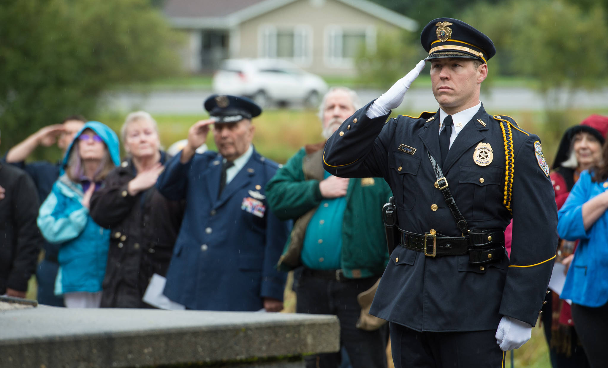 In this file photo from Sept. 11, 2017, Juneau residents and first responders attend a 9/11 Memorial Ceremony at Rotary Park. (Michael Penn | Juneau Empire File)