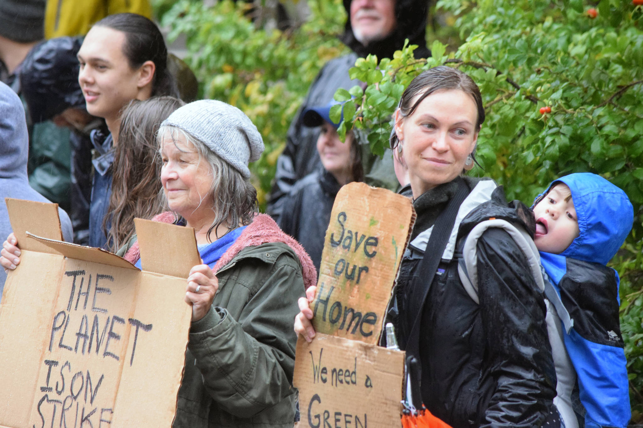 Climate change protesters gather in front of the governor’s mansion on Friday, Sept. 20, 2019. (Peter Segall | Juneau Empire)
