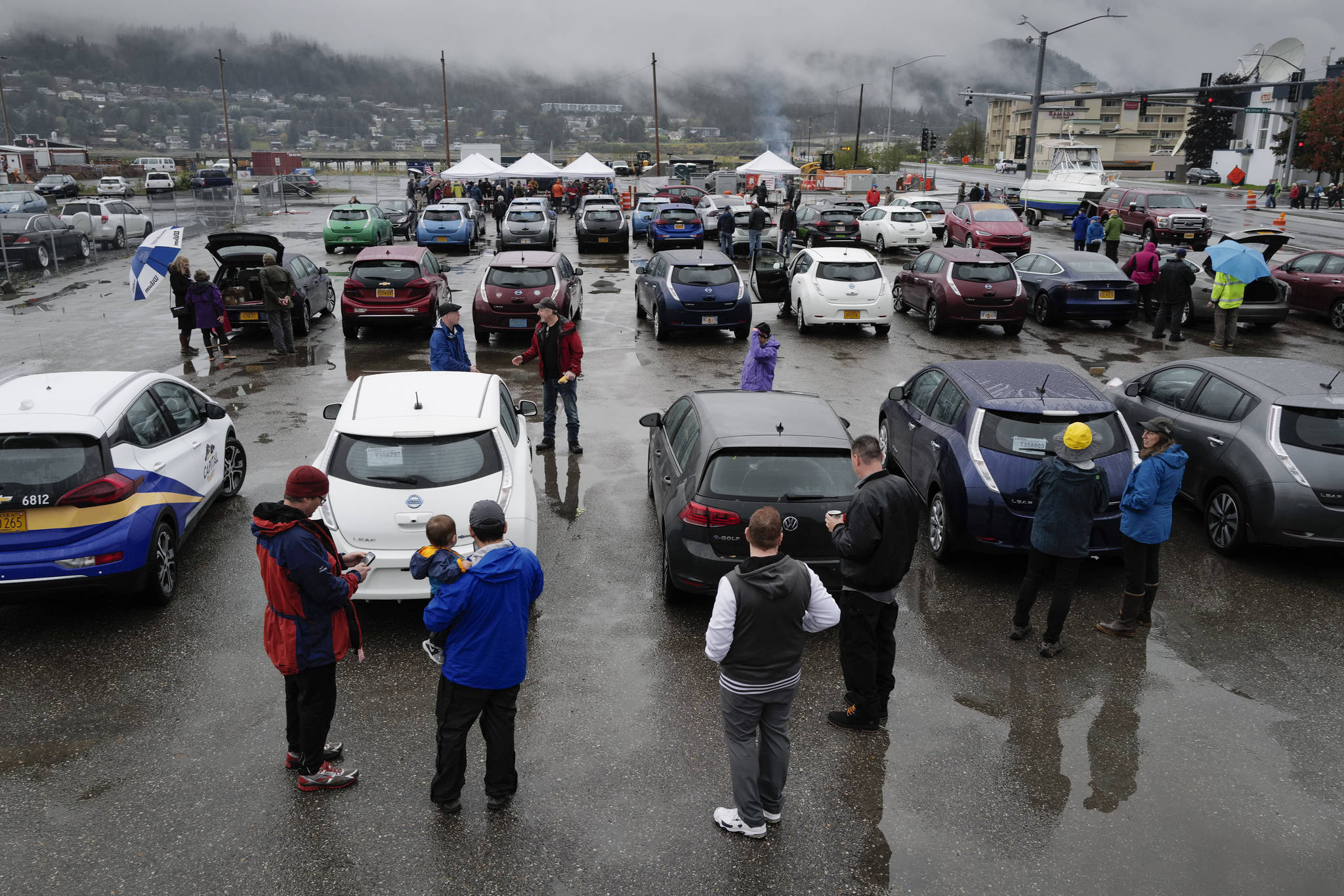Juneau residents meet for the Sixth Annual Electric Vehicle Juneau Roundup on Saturday, Sept. 21, 2019. (Michael Penn | Juneau Empire)