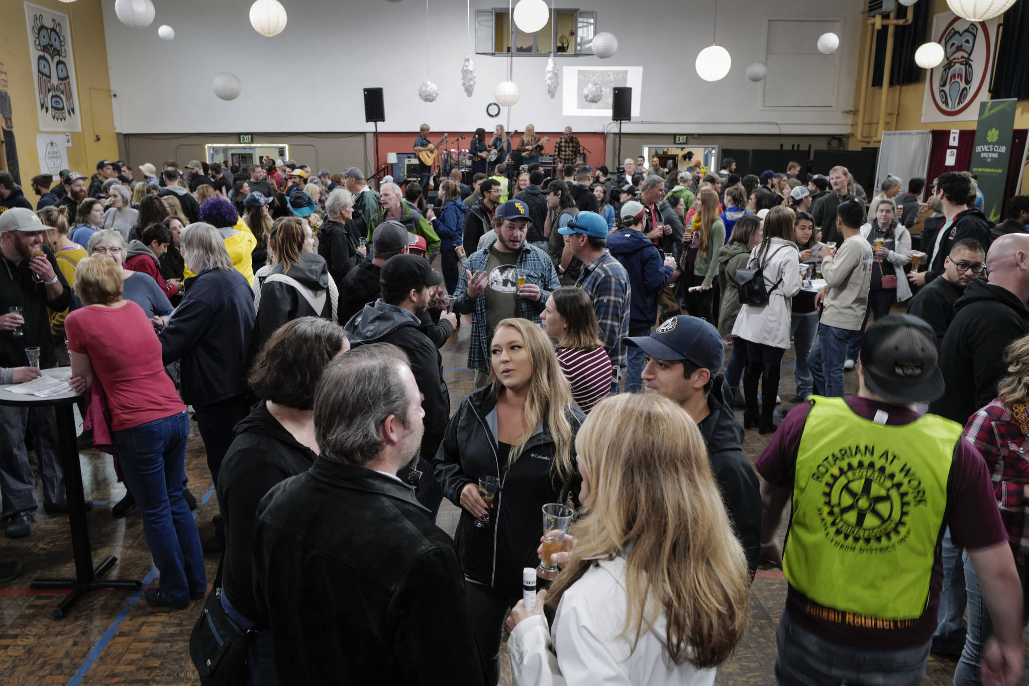 Juneau residents turn out for the Rotary Club of Juneau’s 8th Annual Capital Brewfest at the Juneau Arts and Culture Center on Saturday, Sept. 21, 2019. Twenty brewing and distribution companies were on hand for the fundraiser to benefit the University of Alaska and Rotary’s service projects, scholarships, international youth exchanges and other project. The event was sold out with 900 tickets sold. (Michael Penn | Juneau Empire)