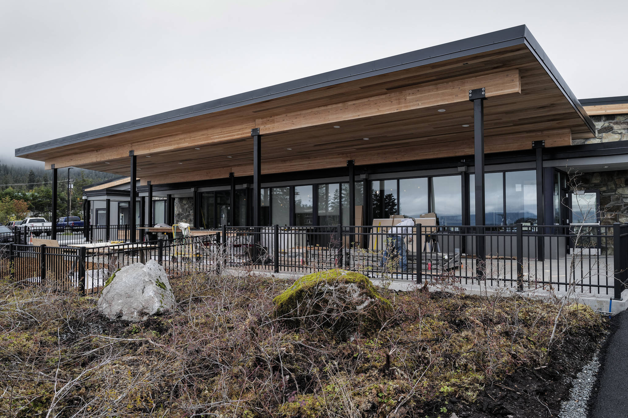 Work at the Forbidden Peak Brewery is nearly complete on Thursday, Oct. 3, 2019. The Auke Bay brewery is to open Saturday, Oct. 12. (Michael Penn | Juneau Empire)
