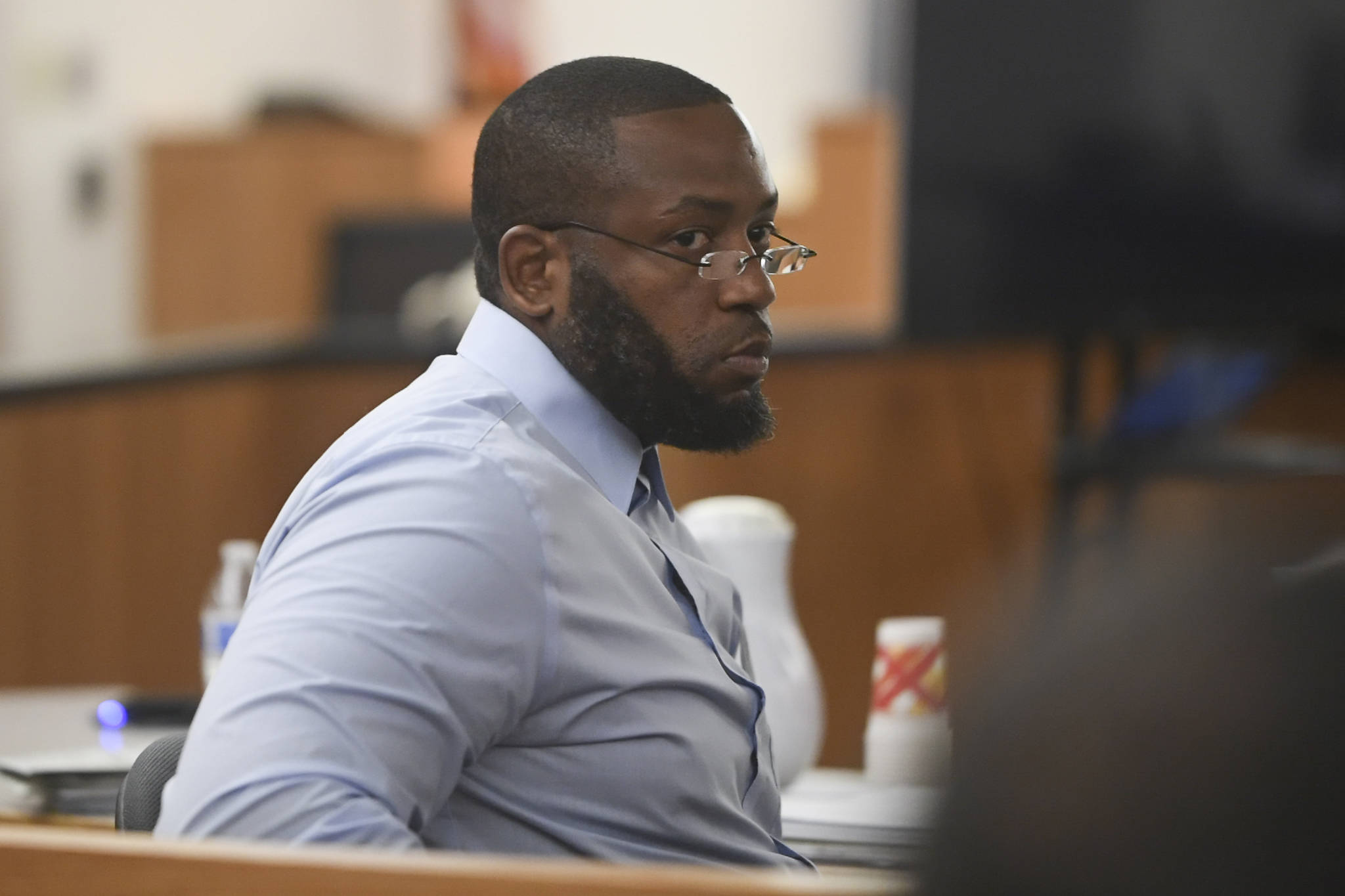 Laron Carlton Graham waits for closing arguments to begin in Juneau Superior Court on Monday. Watch the video below. (Michael Penn | Juneau Empire)