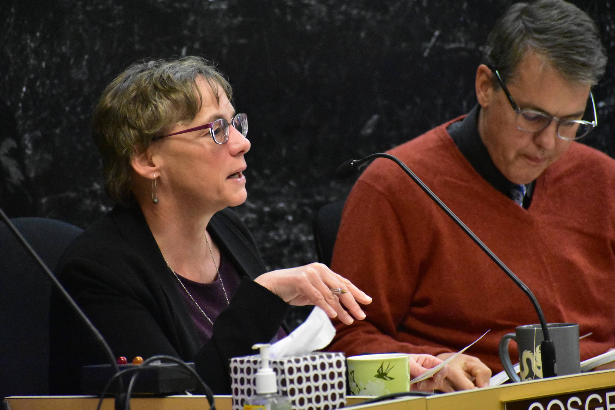 Deputy City Manager Mila Cosgrove, walks the Assembly Finance Committee through a detailed breakdown of the city’s expenditures at City Hall on Wednesday, Oct. 9, 2019. (Peter Segall | Juneau Empire)