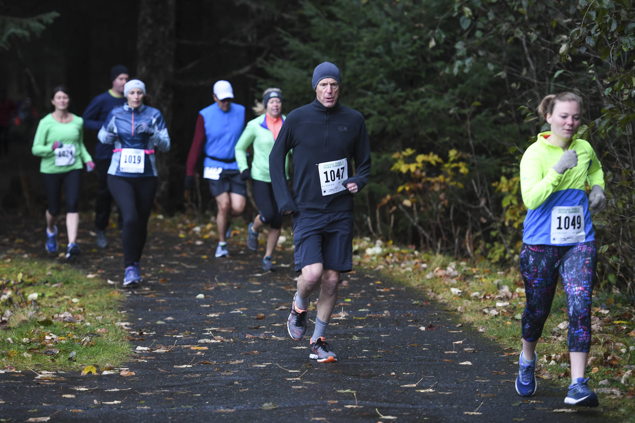 Juneau residents participate in the annual community mental health run, the Extra Tough 5K & 1 Mile Run, on Saturday, Oct. 12, 2019, starting at Riverbend Elementary School. The run is sponsored by National Alliance on Mental Illness (NAMI) Juneau. (Michael Penn | Juneau Empire)