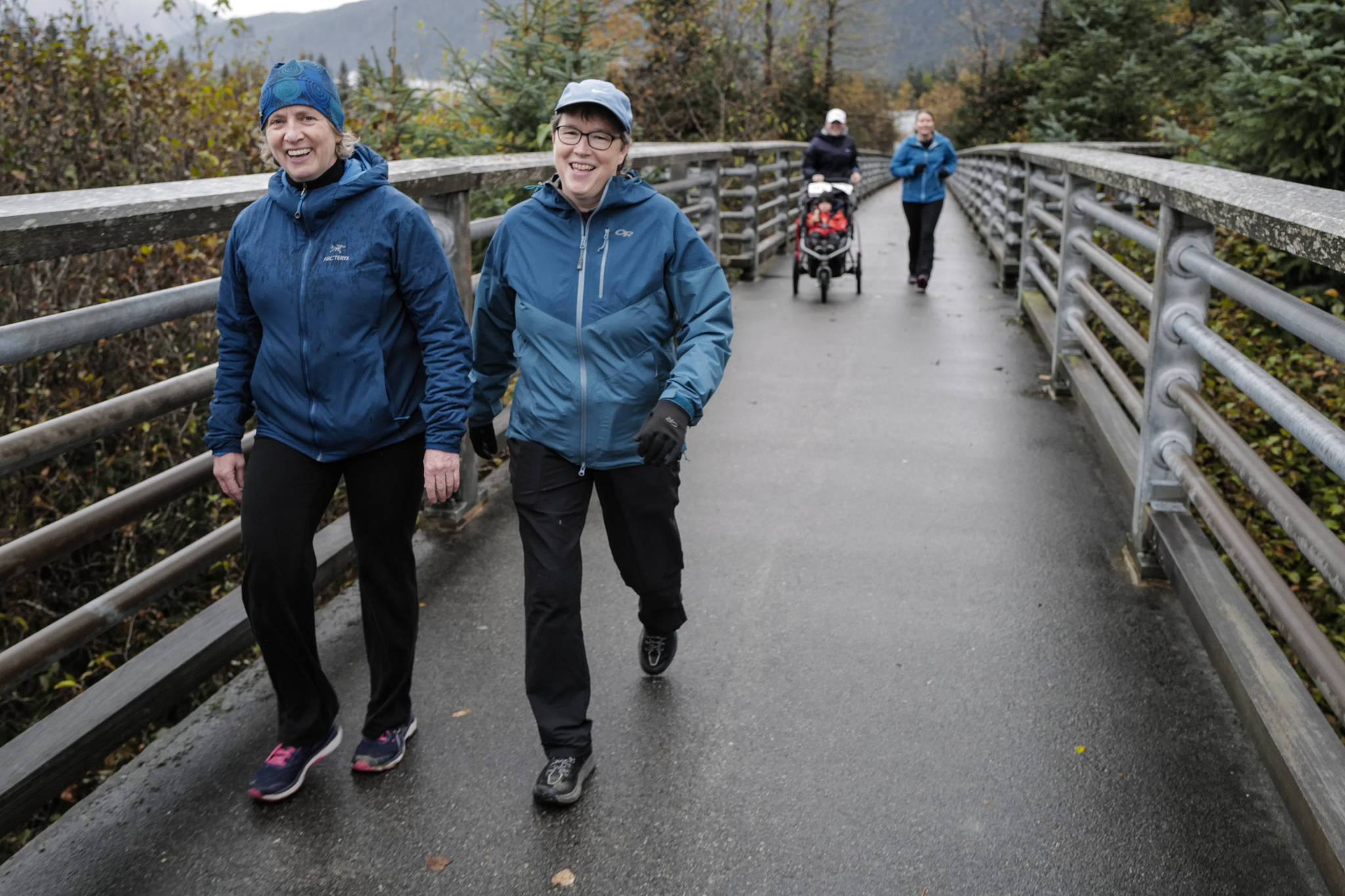 Juneau residents participate in the annual community mental health run, the Extra Tough 5K & 1 Mile Run, on Saturday, Oct. 12, 2019, starting at Riverbend Elementary School. The run is sponsored by National Alliance on Mental Illness (NAMI) Juneau. (Michael Penn | Juneau Empire)