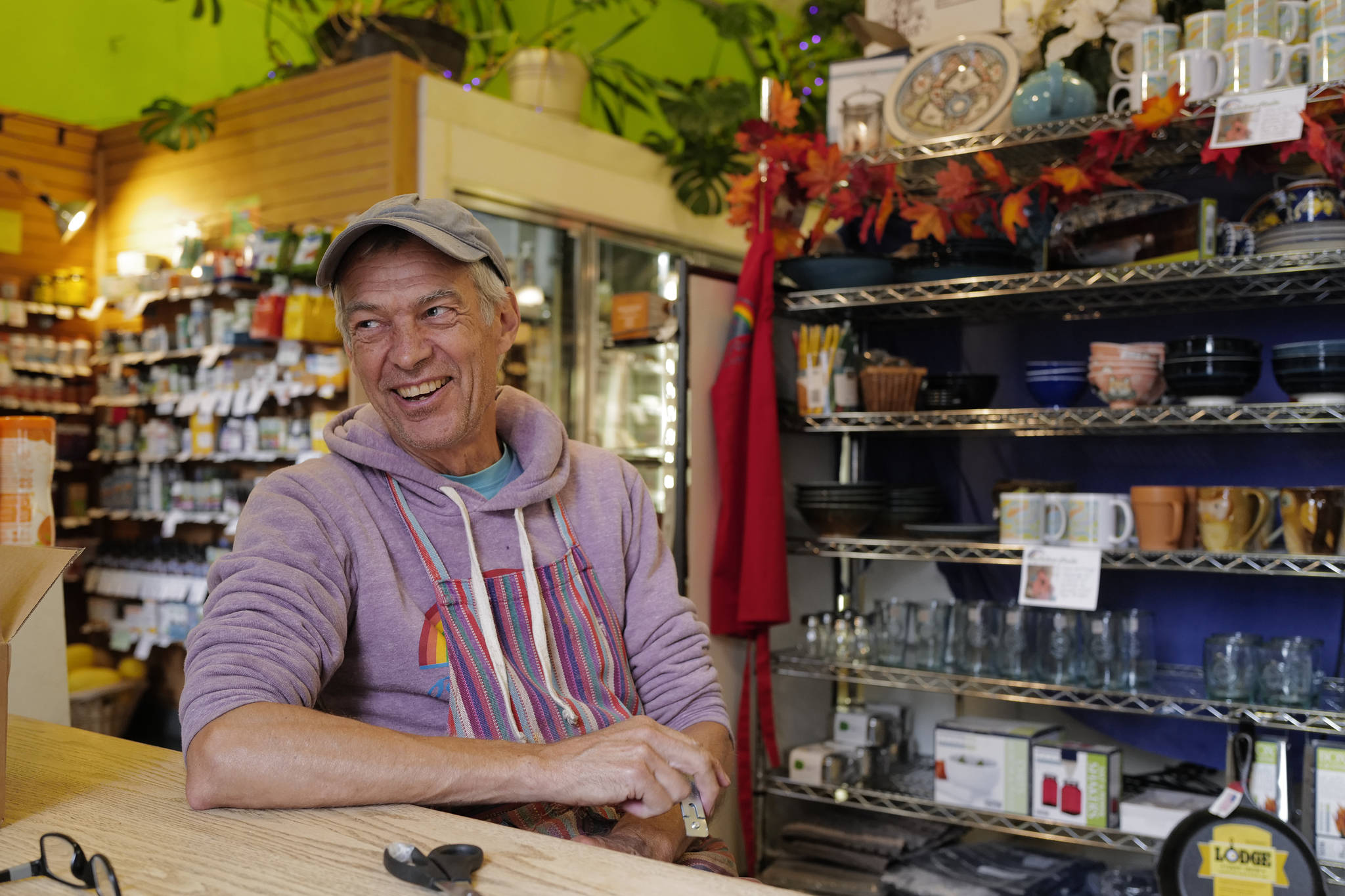 David Ottoson, owner of Rainbow Foods, talks about being named a 2019 Senior and Disability Advocate by Southeast Alaska Independent Living (SAIL) on Monday, Oct. 14, 2019. For about 20 years Rainbow Foods has been providing jobs for people with disabilities. (Michael Penn | Juneau Empire)