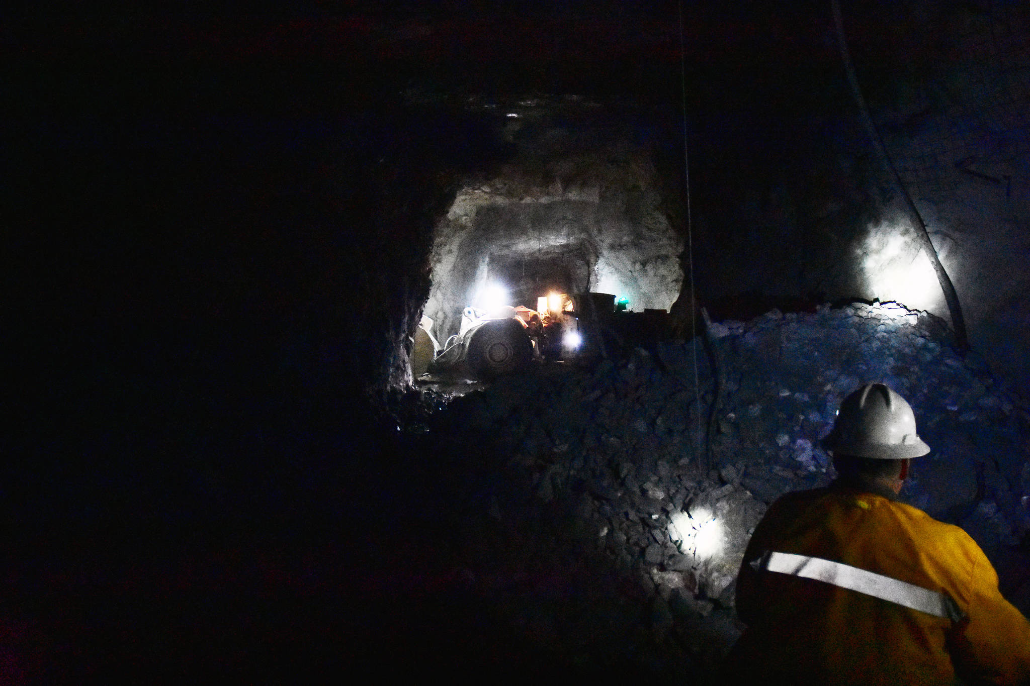 Workers inside the Kensington Gold Mine on Monday, Oct. 14, 2019. (Peter Segall | Juneau Empire)                                Workers inside the Kensington Gold Mine on Monday, Oct. 14, 2019. (Peter Segall | Juneau Empire)