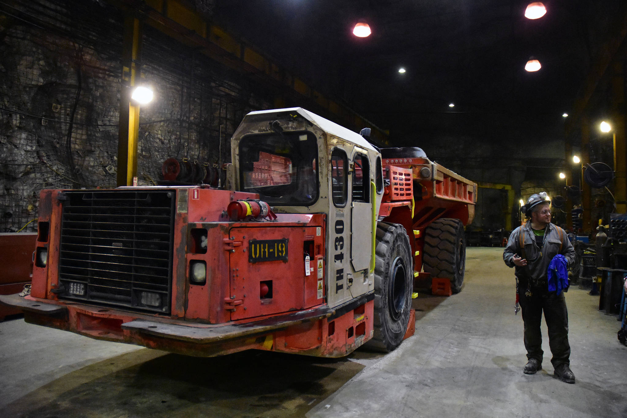 Mobile mechanic Jesse Vaughn talks about maintaining equipment at “The Shop,” an underground repair facility at the Kensington Gold Mine on Monday, Oct. 14, 2019. (Peter Segall | Juneau Empire)