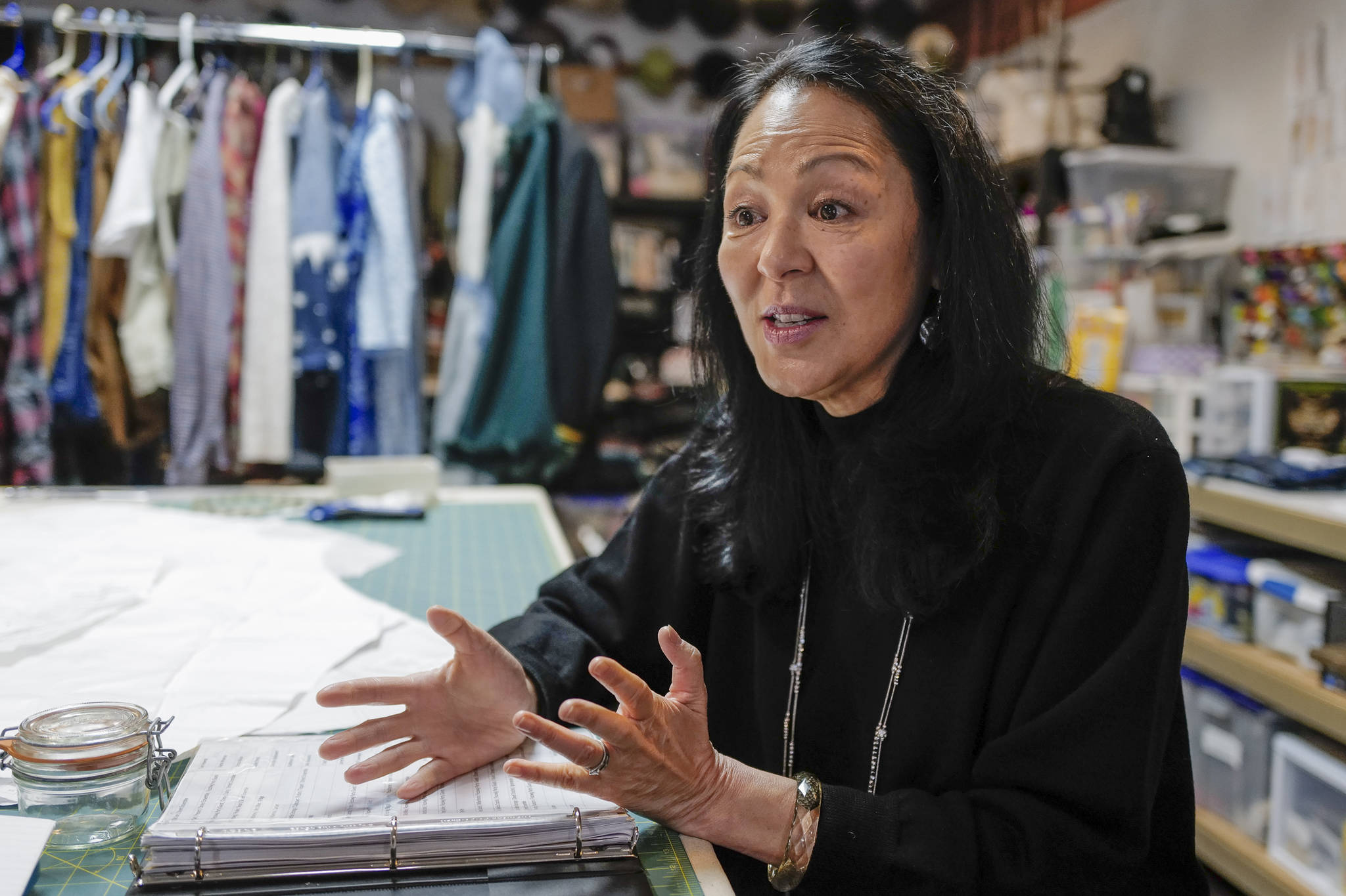 Leslie Ishii, newly named Artistic Director for Perseverance Theatre, talks about her goals for Juneau’s professional theater during an interview on Wednesday, Oct. 30, 2019. (Michael Penn | Juneau Empire)