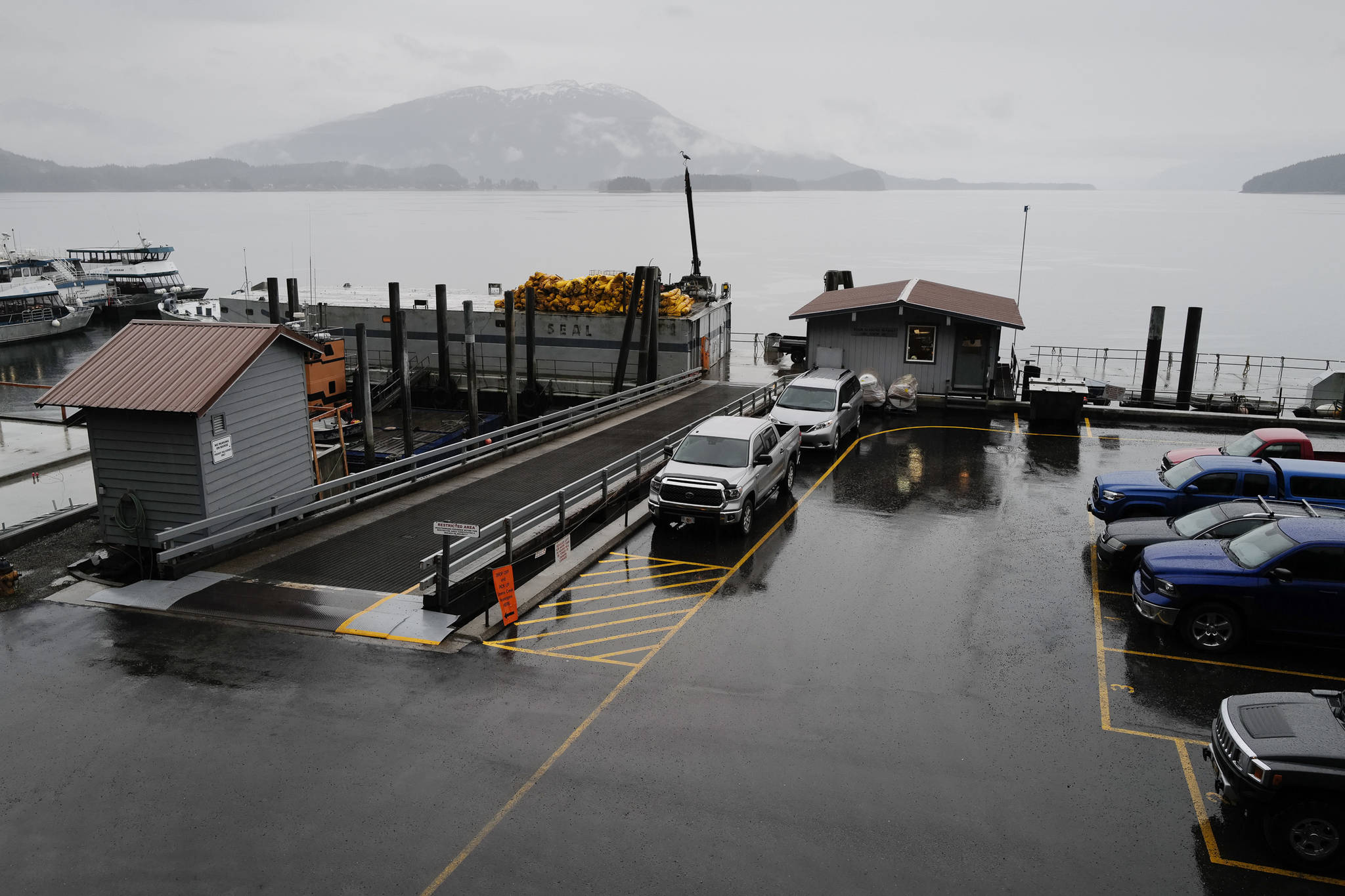 The Gitkov Dock sits between the Allen Marine Dock and the Alaska Marine Highway System’s Auke Bay Terminal. Delta Western recently bought the Gitkov Dock. (Michael Penn | Juneau Empire)