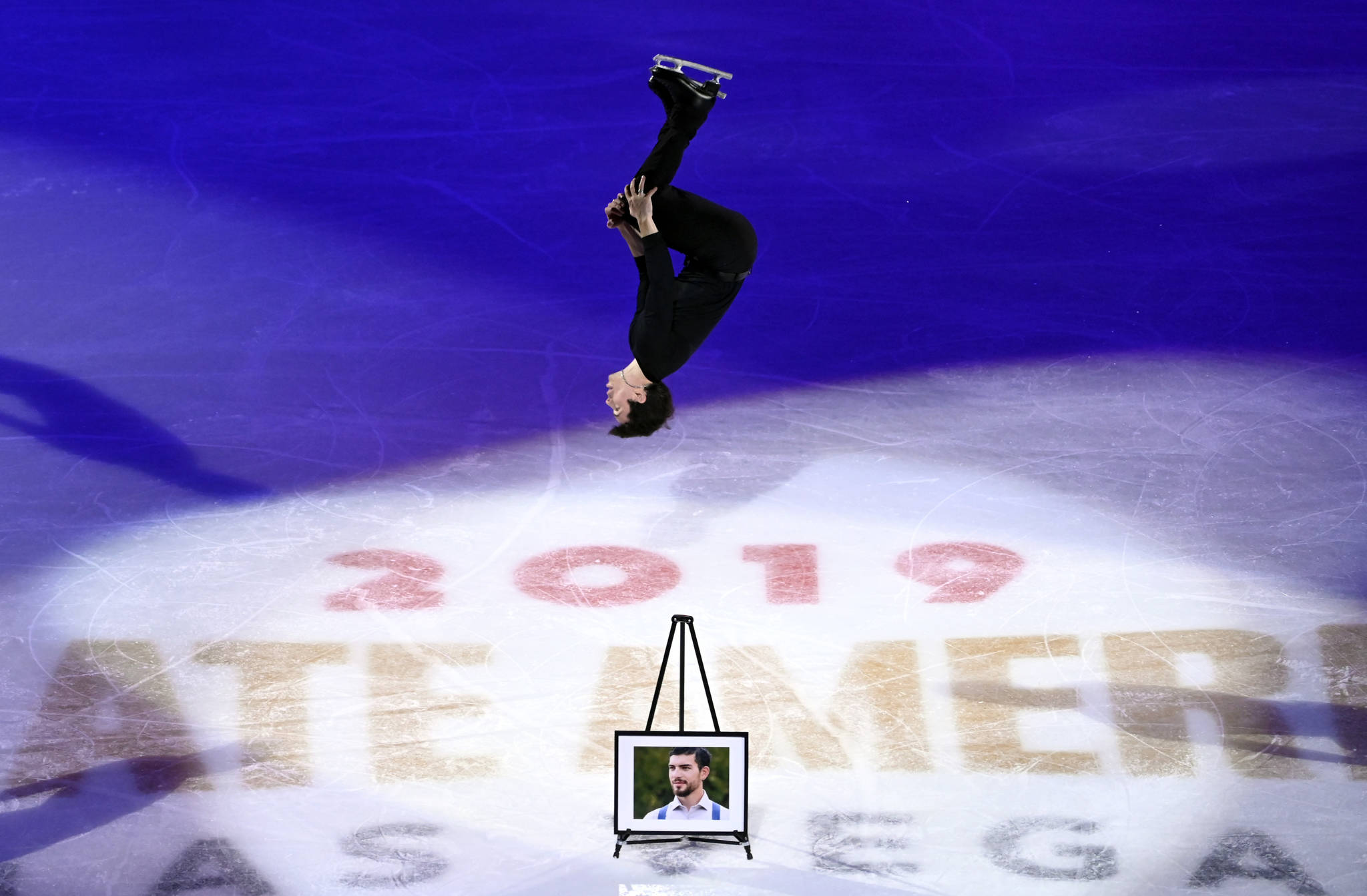 In this Oct. 20, 2019, file photo, Keegan Messing performs in honor of his late brother Paxon during the International Skating Union Grand Prix of Figure Skating Series exhibitio in Las Vegas. Messing has always skated with passion and showmanship. Whether he is channeling Charlie Chaplin, Gene Kelly or the Incredible Hulk, he is a storyteller capable of charming audiences from Fur Rendezvous to the Olympics. The 27-year-old has been skating since he was 3. (AP Photo | David Becker)