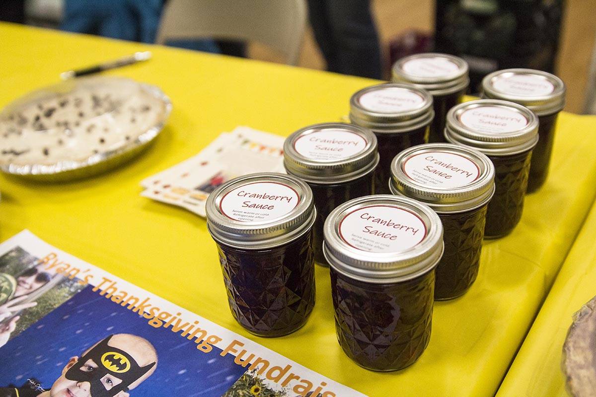Friends of the Leonard family made pies to raise money for Ryan Leonard’s cancer treatment, selling the pies before Thanksgiving, Nov. 27, 2019. (Michael S. Lockett | Juneau Empire)