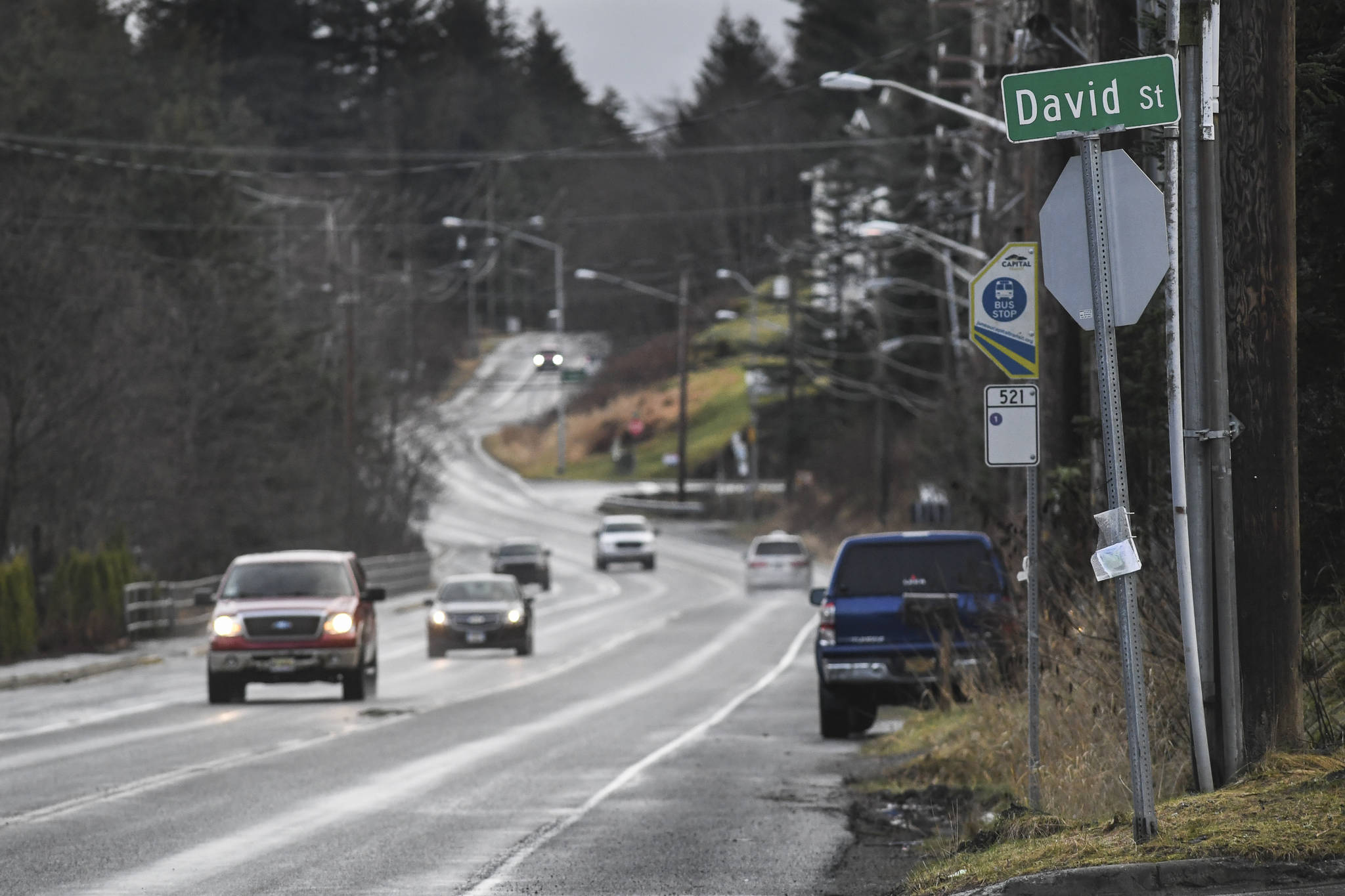 A project to replace nearly a mile of aging water line along the Douglas Highway, from the David Street intersection to Crow Hill pump station, is among the drinking water projects targeted for funding in 2020, according to a release from the EPA. (Michael Penn | Juneau Empire)