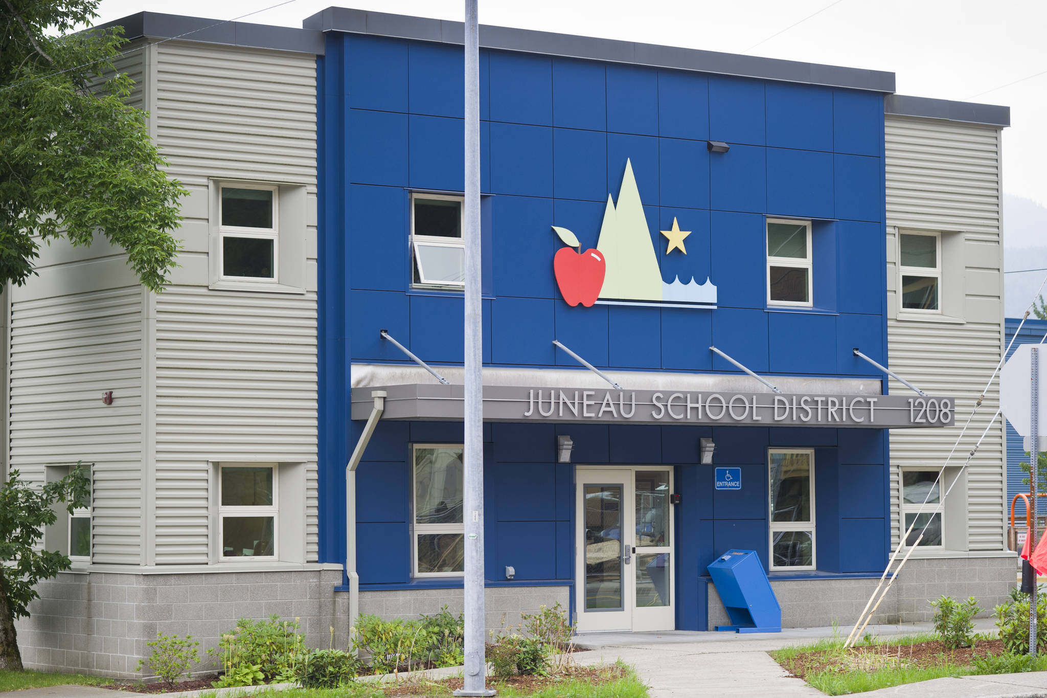 The Juneau School District’s administration building is at the corner of Glacier Avenue and 12th Street. Gov. Mike Dunleavy’s proposed budget would not mean more money for the district, administrators said. (Michael Penn | Juneau Empire)