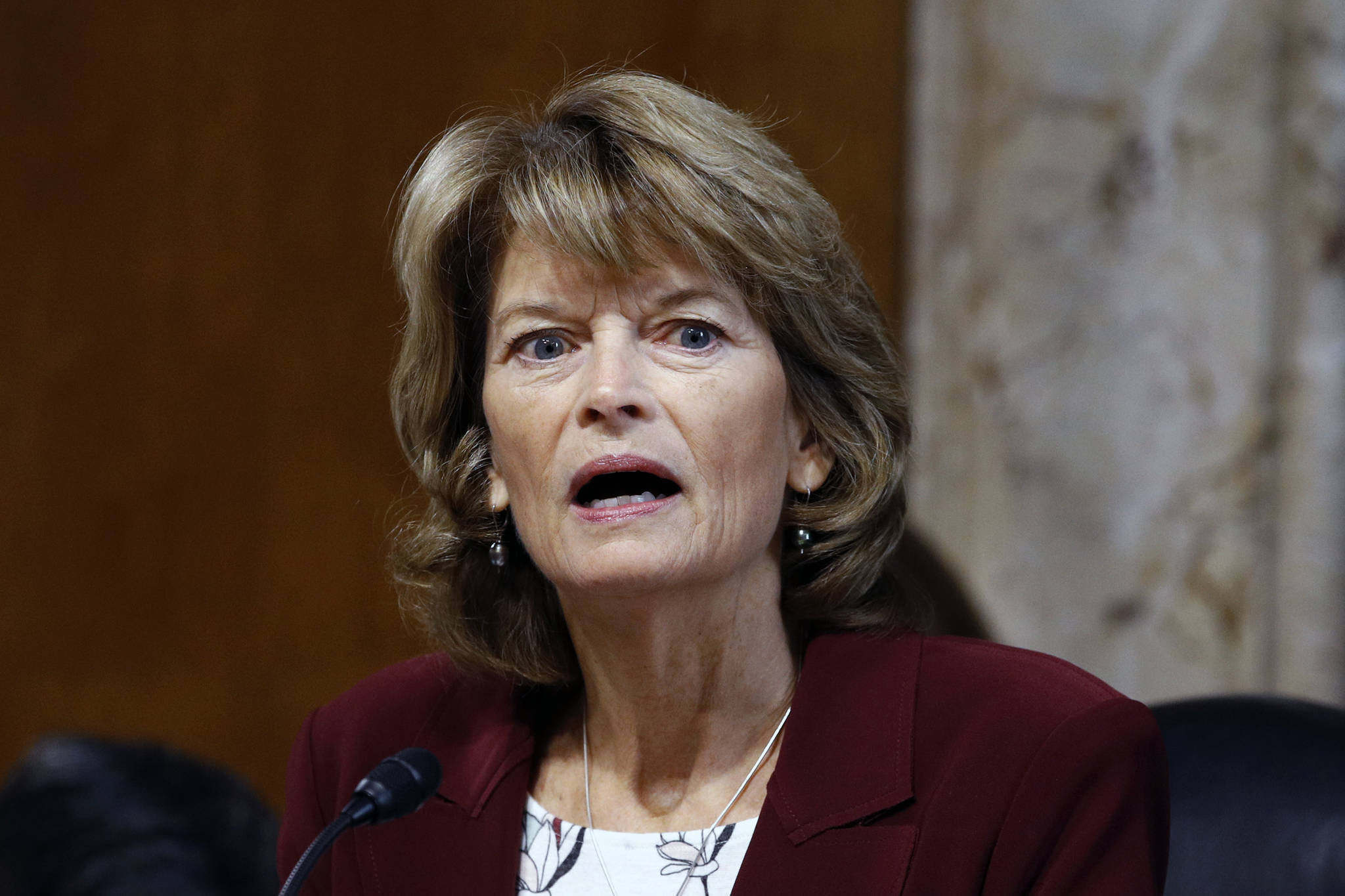 In this Dec. 19, 2019 file photo, Sen. Lisa Murkowski, R-Alaska, chair of the Senate Energy and Natural Resources Committee, speaks during a hearing on the impact of wildfires on electric grid reliability on Capitol Hill in Washington. (AP Photo/Patrick Semansky, File)