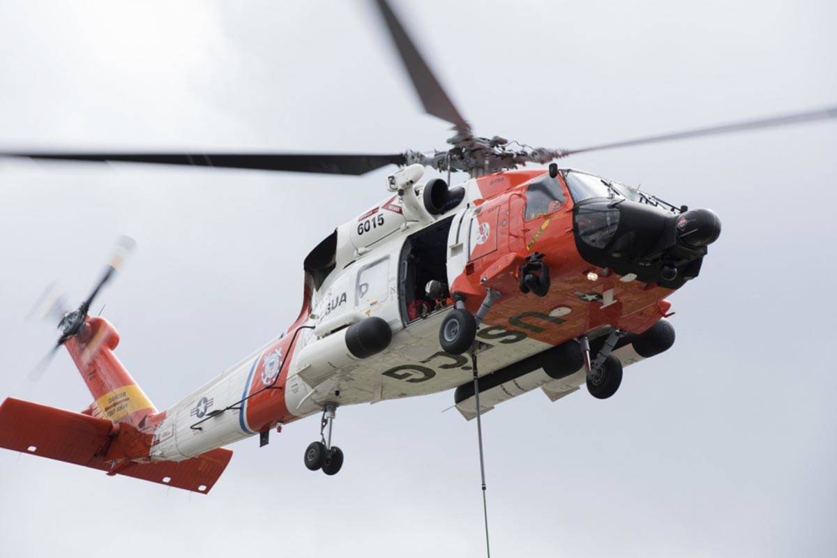 A helicopter crew from Coast Guard Air Station Sitka carries out training in Juneau, Alaska, June 26, 2018. (Petty Officer 1st Class Jon-Paul Rios | U.S. Coast Guard)