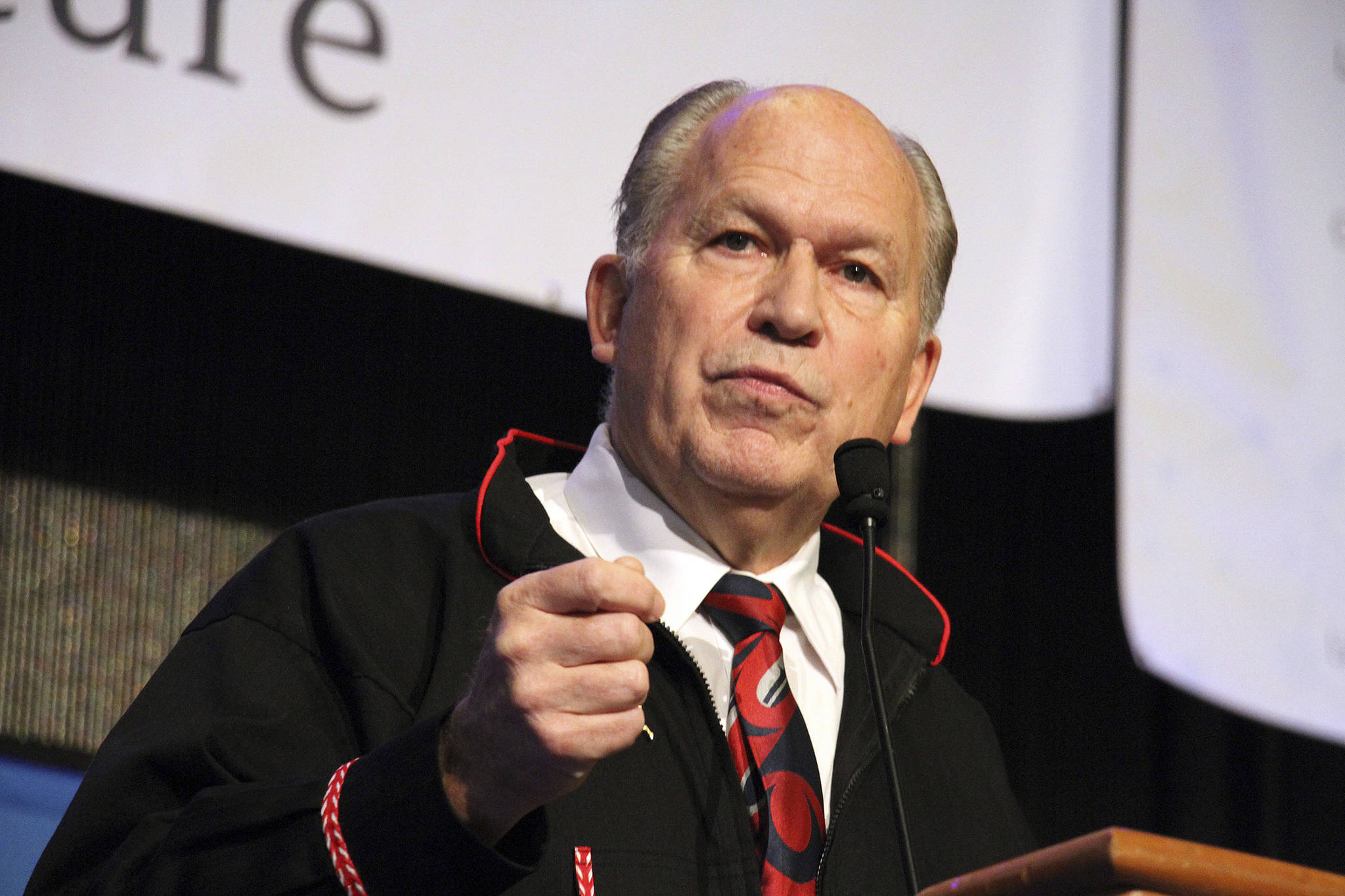 In this Oct. 18, 2018 file photo, then-Alaska Gov. Bill Walker addresses delegates at the annual Alaska Federation of Natives conference in Anchorag. (AP Photo | Mark Thiessen)