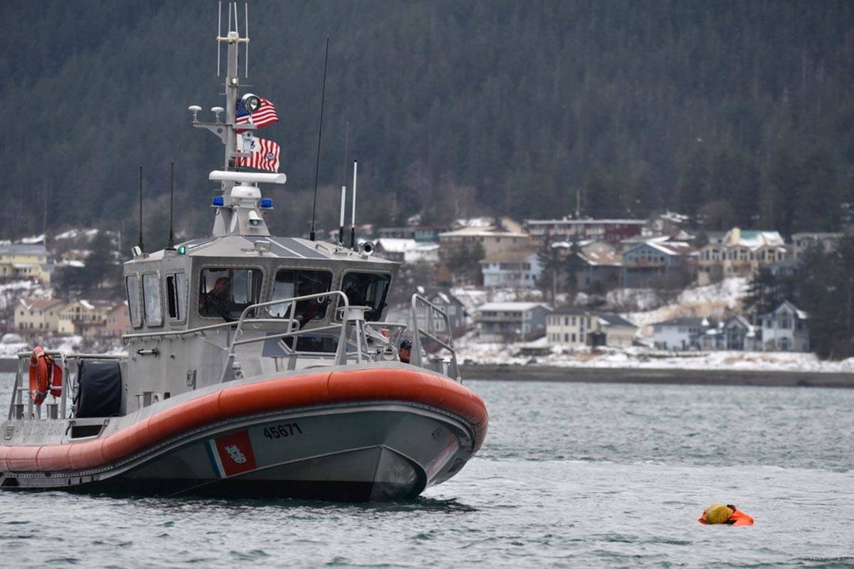 Members of Coast Guard Station Juneau aboard a 45-foot response boat—Medium conduct drills near Juneau, Jan. 24, 2018. (Petty Officer 1st Class Jon-Paul Rios | U.S. Coast Guard)