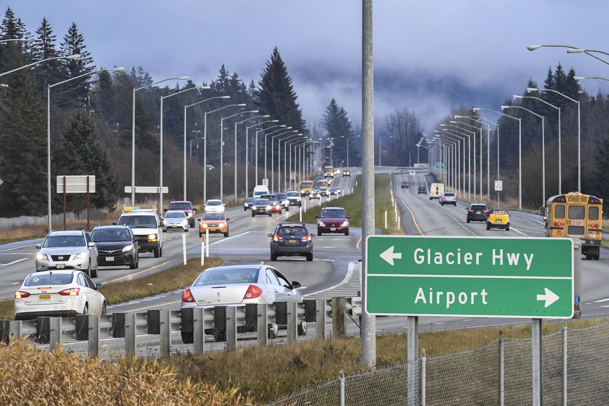 Traffic at the Fred Meyer intersection, formally known as Egan and Yandukin drives in November 2019. (Michael Penn | Juneau Empire File)