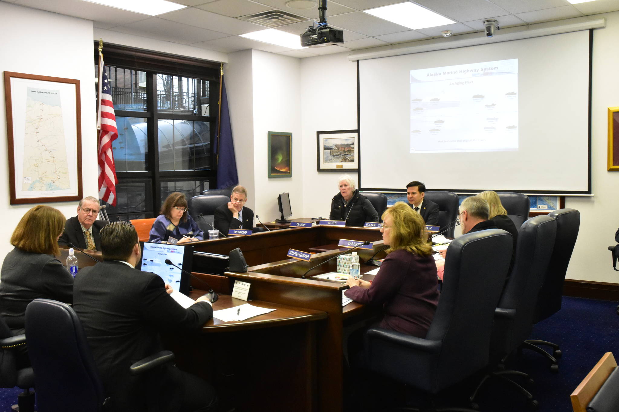 The Finance Subcommittee of the House Committee of Transportation and Public Facilities meets at the state Capitol on Tuesday. (Peter Segall | Juneau Empire)