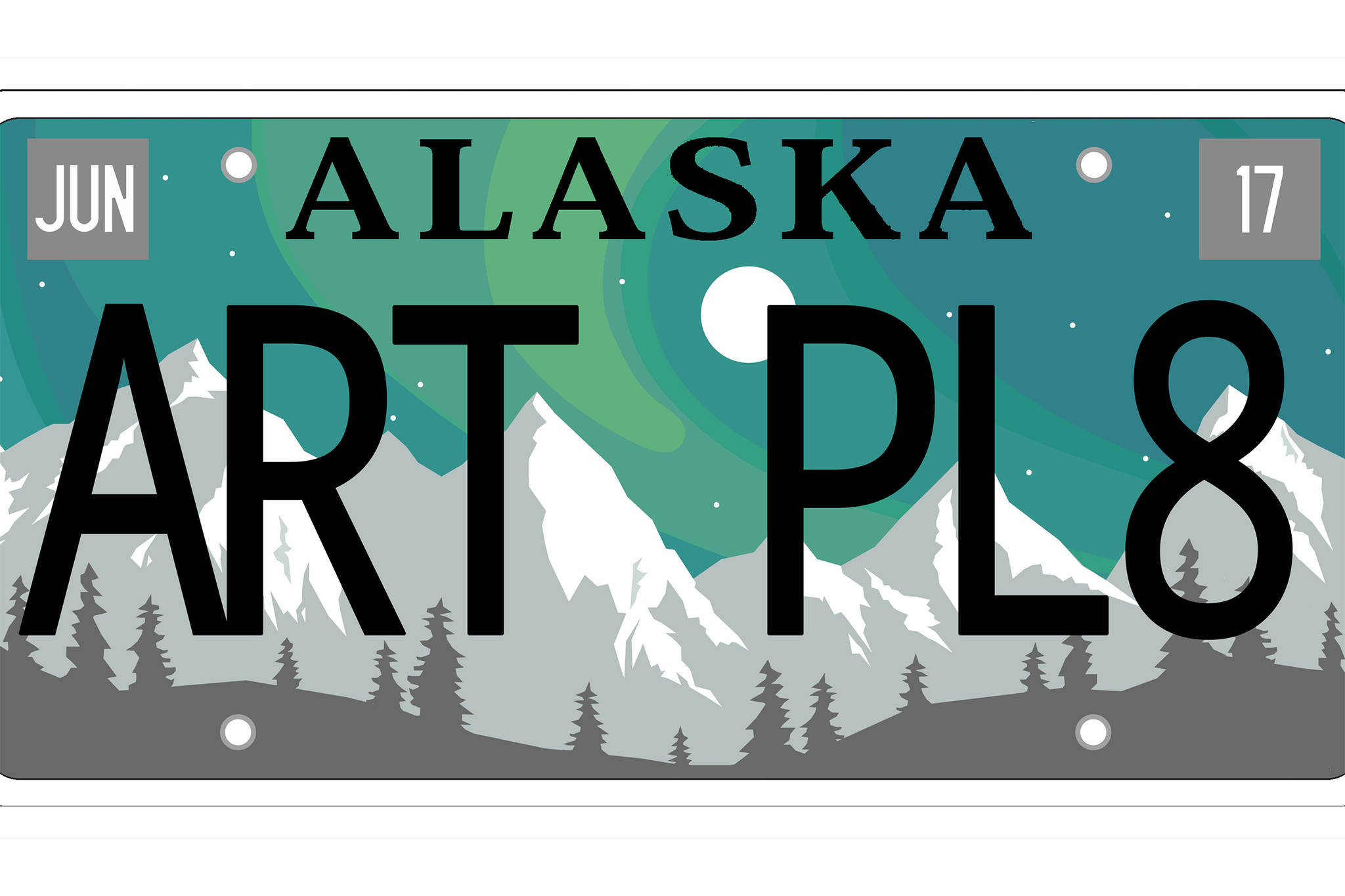 This license plate was designed by Anita Laulainen and was the winning design in the 2017 Alaska Artistic License competition. A surcharge could be attached to plates like this one if a bill heard by the Senate Education Committee Thursday becomes law. The additional charge could be used to provide funding for the Alaska State Council on the Arts. (Courtesy Photo | Alaska State Council on the Arts)