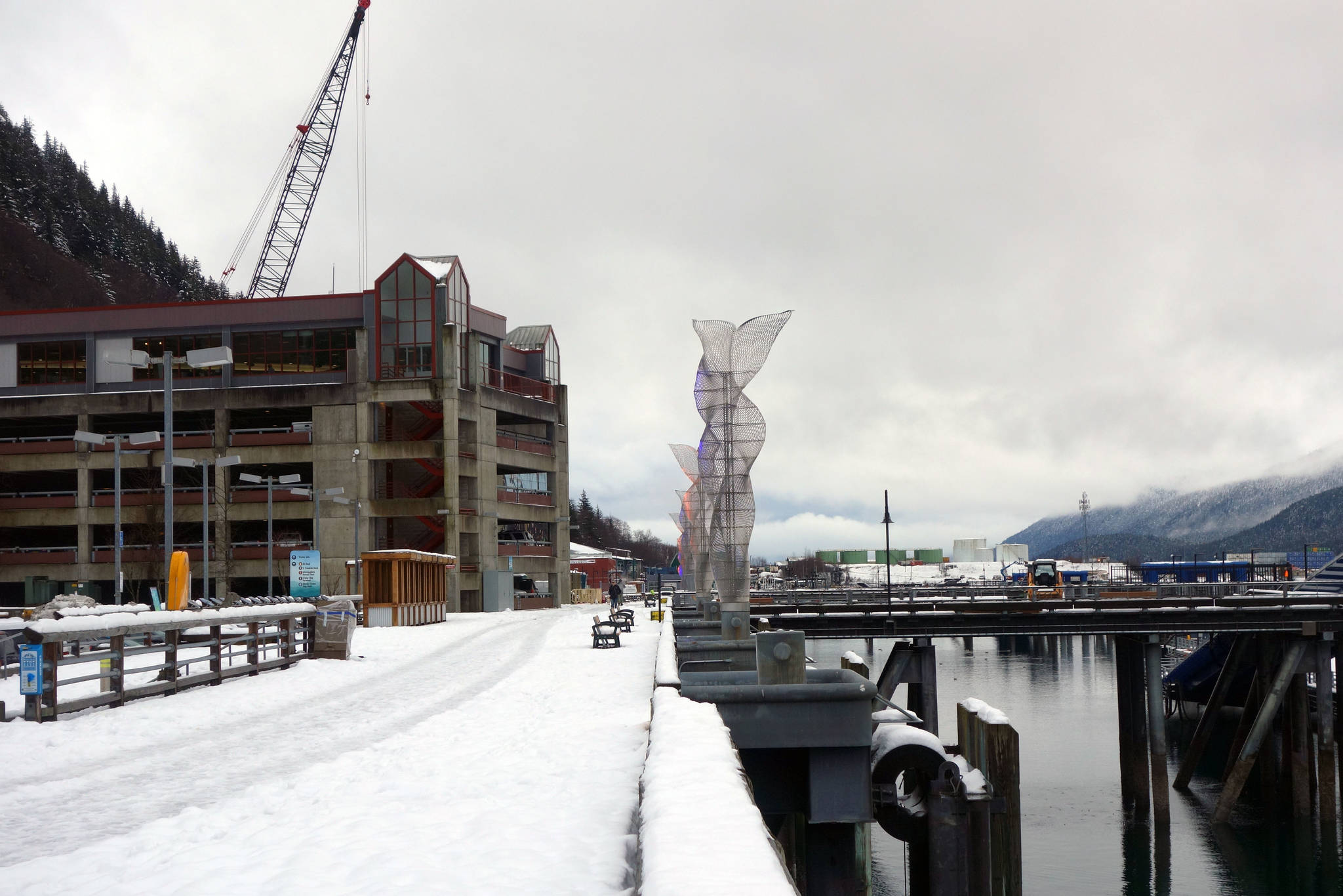 Plans for Juneau’s waterfront, seen from near Marine Park, factored into Tuesday’s Visitor Industry Task Force Meeting. (Ben Hohenstatt | Juneau Empire)
