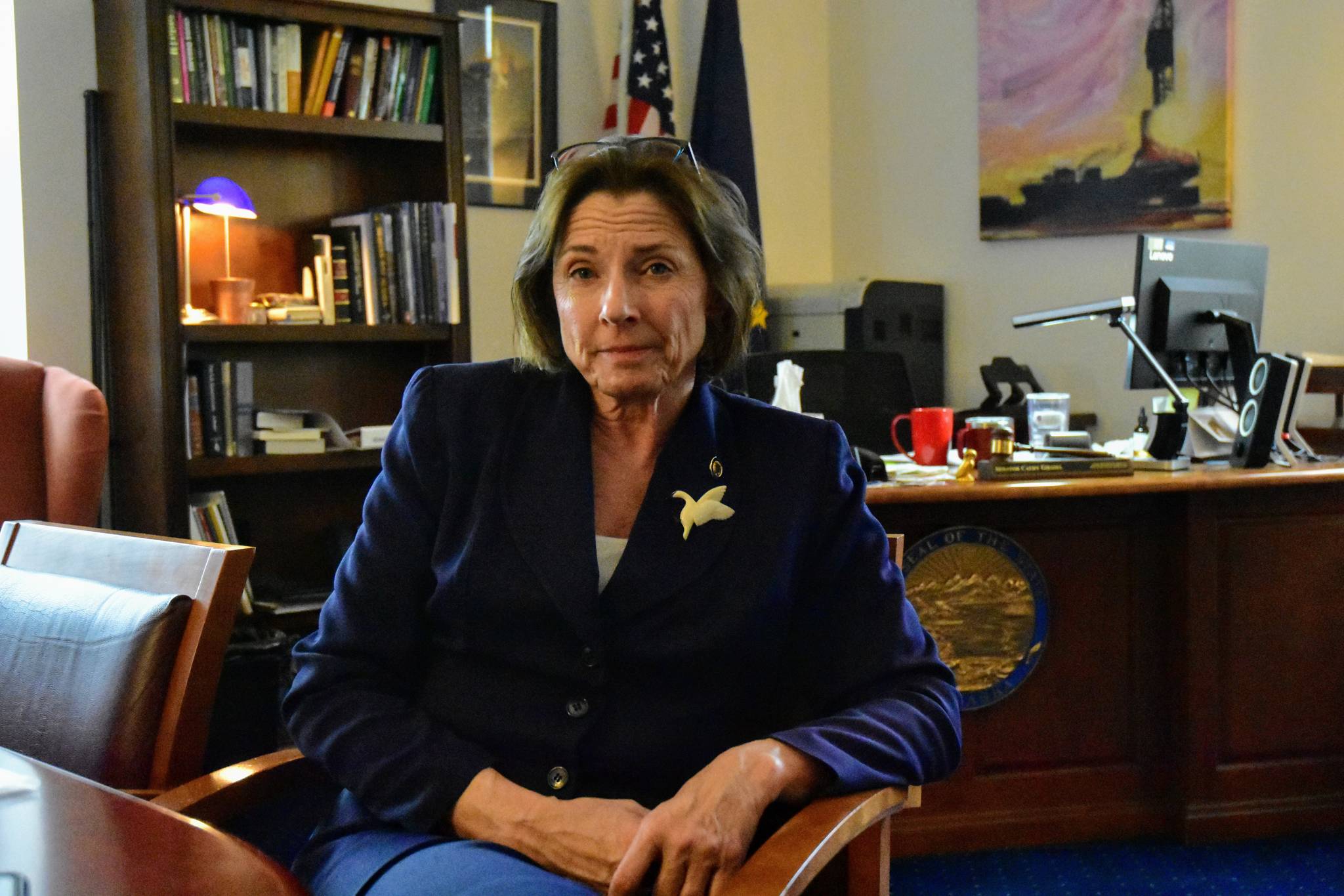 Senate President Cathy Giessel, R-Anchorage, in her office at the State Capitol on Wednesday, Feb. 5, 2020. (Peter Segall | Juneau Empire)