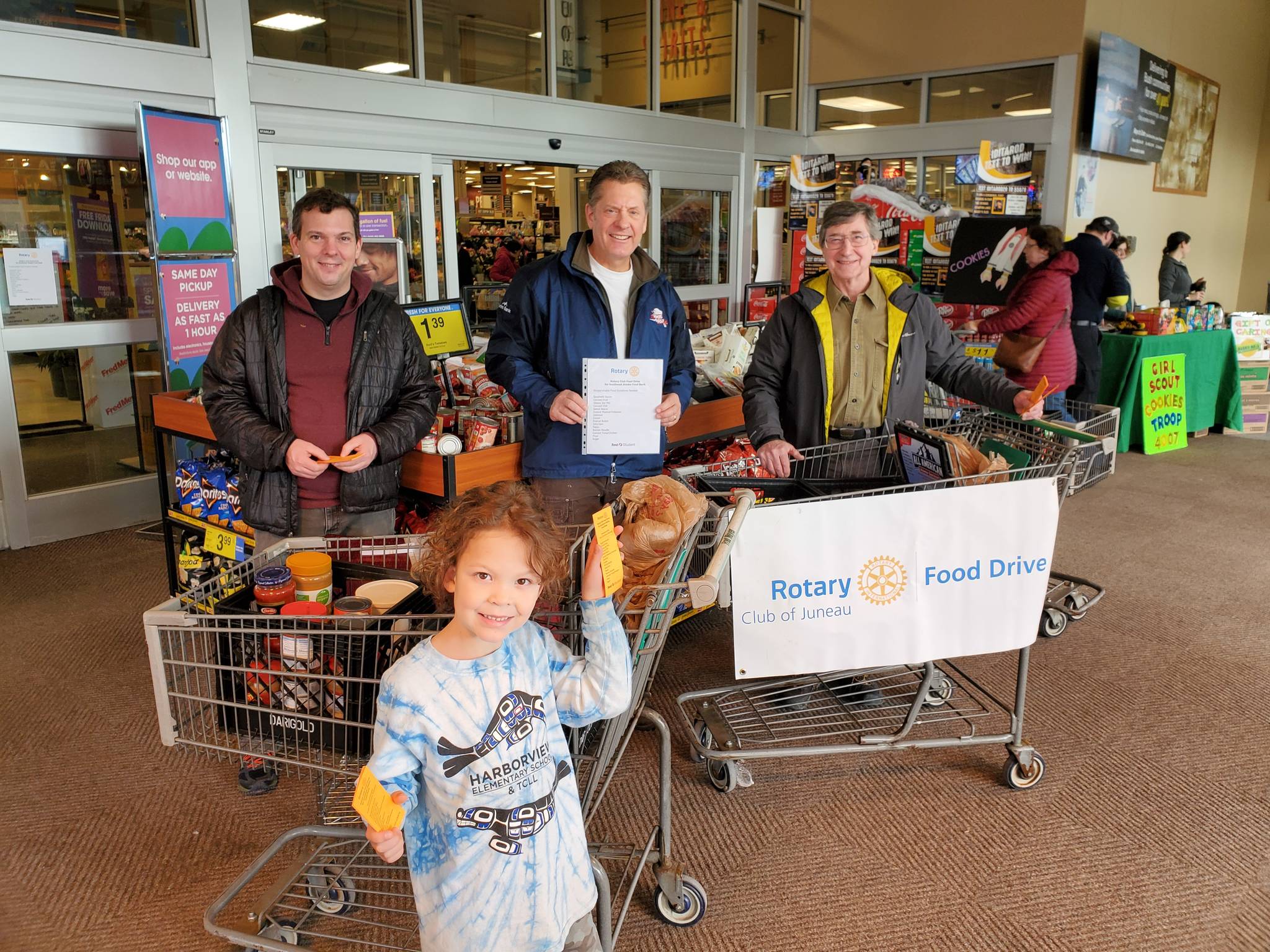 Courtesy Photo |Chris Schapp                                 Shoppers at Foodland IGA, Super Bear Supermarket IGA and Fred Meyer Juneau donated 8,320 pounds of nonperishable food for the Southeast Alaska Food Bank warehouse on March 7.