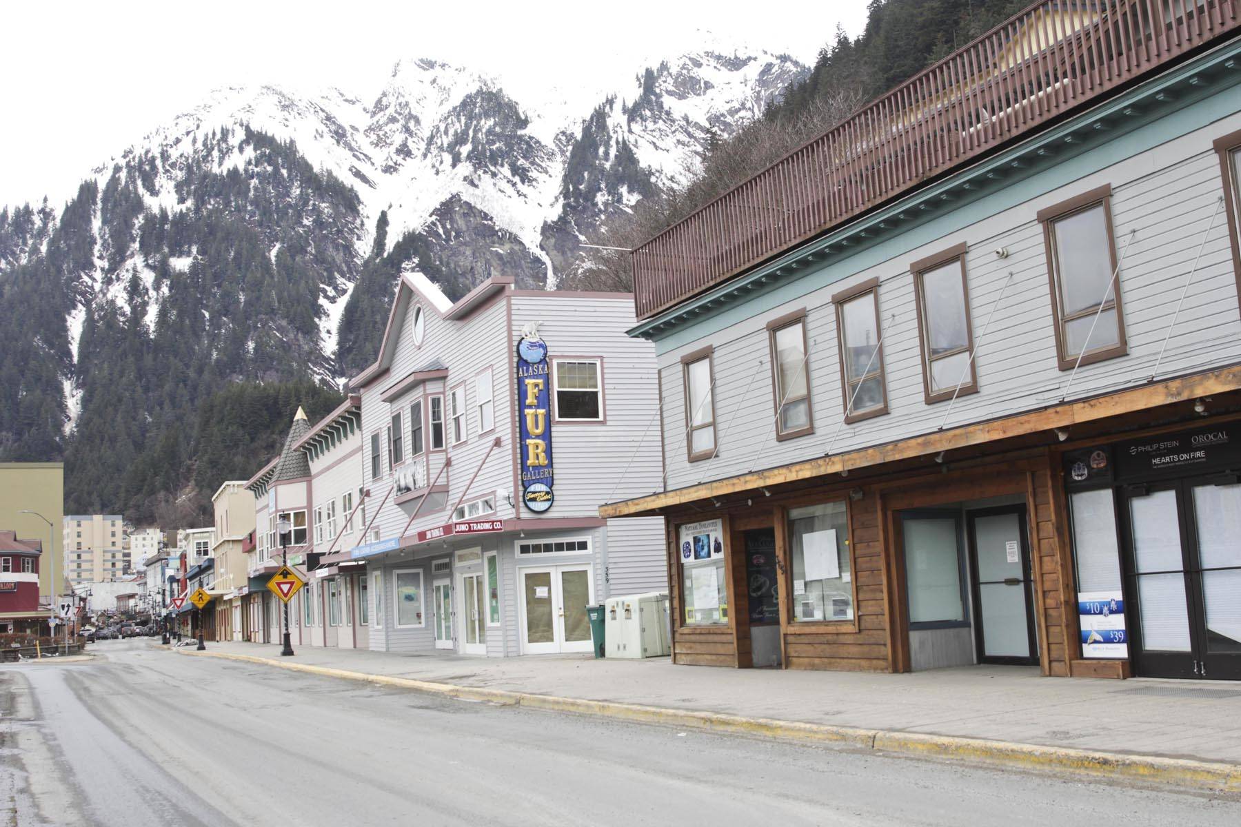 No cruises are expected until July at the earliest. That means these tourist-targeted shops downtown will likely remain shuttered for months longer than usual, March 20, 2020. (Michael S. Lockett | Juneau Empire)