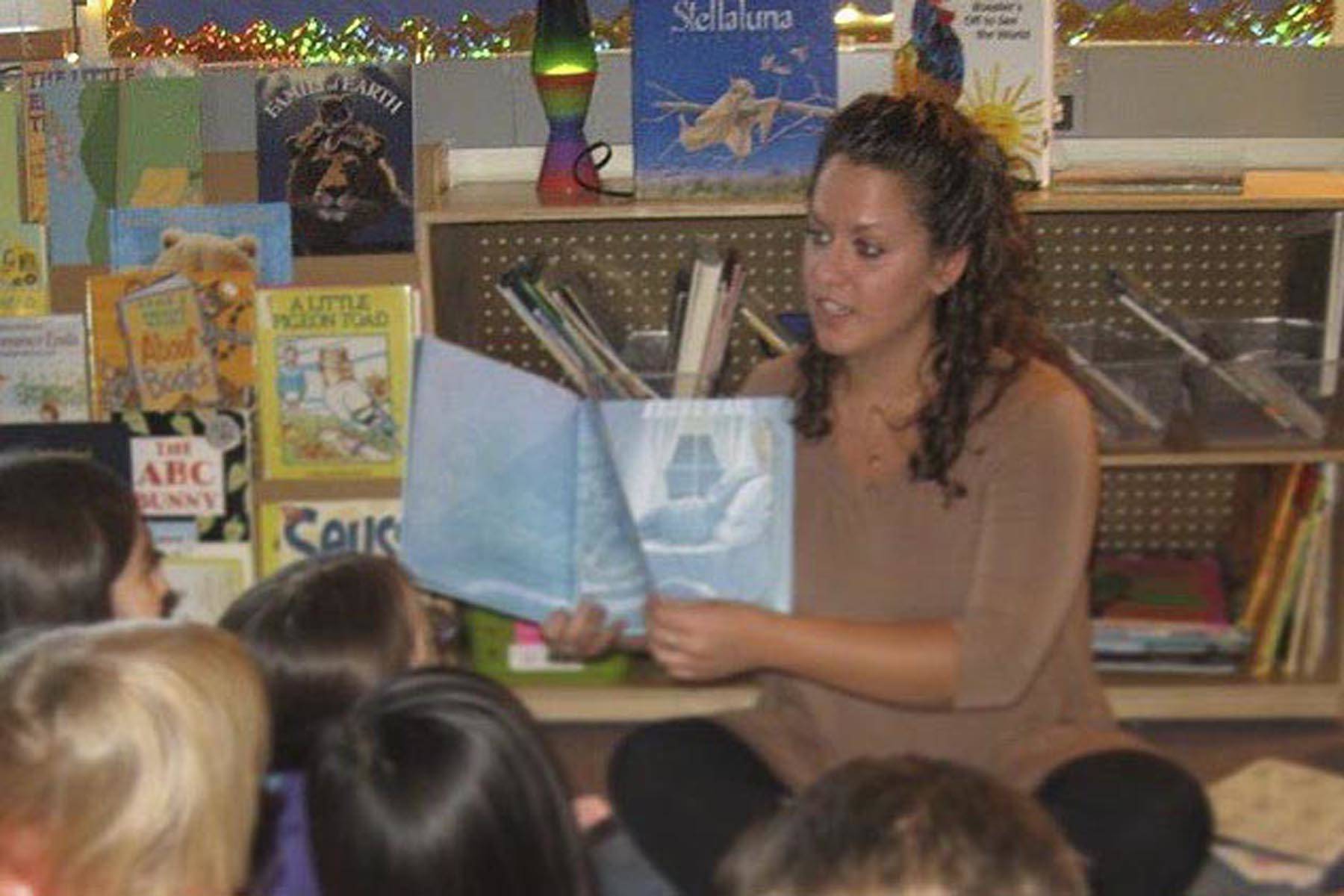 Courtesy photo | Katy Martin                                 Katy Martin, seen here teaching at Riverbend Elementary School, is a former Riverbend teacher filling in to teach fifth-graders here remotely from Virginia.