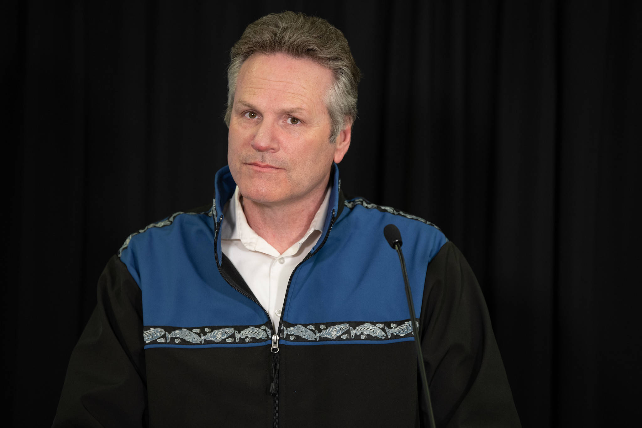 Gov. Mike Dunleavy at a press conference in Anchorage on Friday, May 1. (Courtesy photo | Office of Gov. Mike Dunleavy)