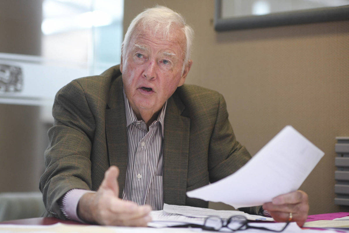 In this file photo from May 9, 2019, former Gov. Frank Murkowski speaks on a range of subjects during an interview with the Juneau Empire. (Michael Penn | Juneau Empire File)