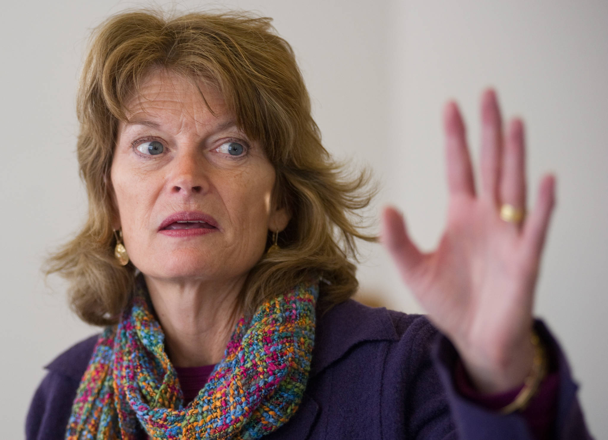Sen. Lisa Murkowski speaks during an interview at the Baranof Hotel in this February 2014 photo. (Michael Penn | Juneau Empire File)