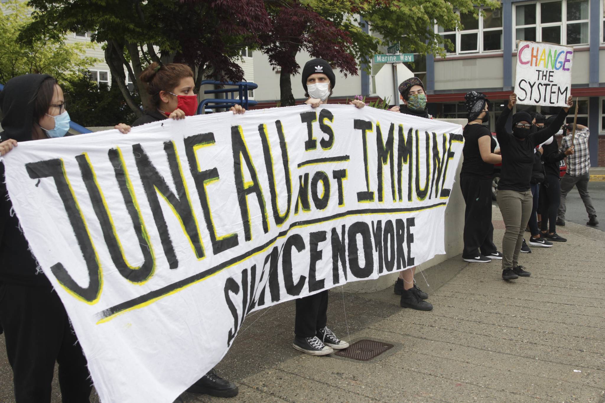 Juneau residents held a rally for human rights and the sanctity of black lives in Marine Park on June 6, 2020, following the death of George Floyd in the custody of the Minneapolis Police Department. (Michael S. Lockett | Juneau Empire)