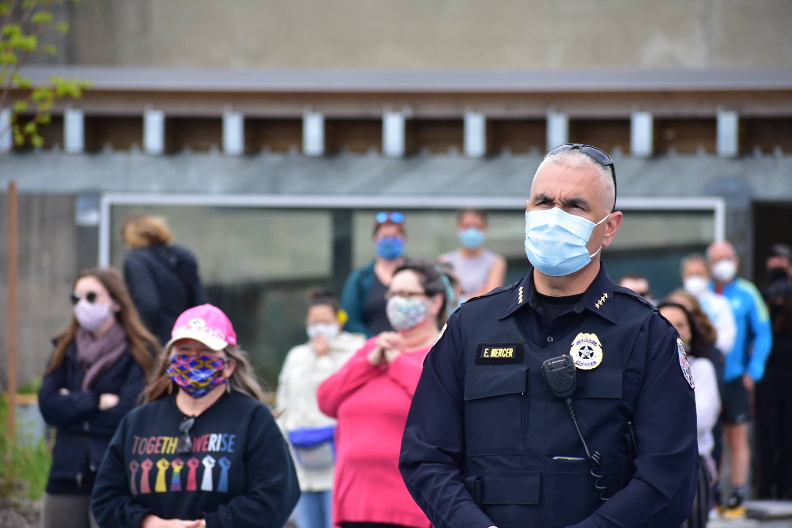 Juneau Police Chief Ed Mercer was among the attendees at the “I Can’t Breathe” vigil held Saturday, May 30 at Mayor Bill Overstreet Park. (Peter Segall | Juneau Empire)
