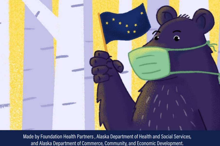 An image from the Department of Health and Social Services’ free materials made available to business owners. DHSS partnered with other departments and agencies to create Alaska-themed signs and materials to encourage social distancing and other health guidelines during the Covid-19 pandemic. (Courtesy Image | Alaska Department of Health and Social Services)